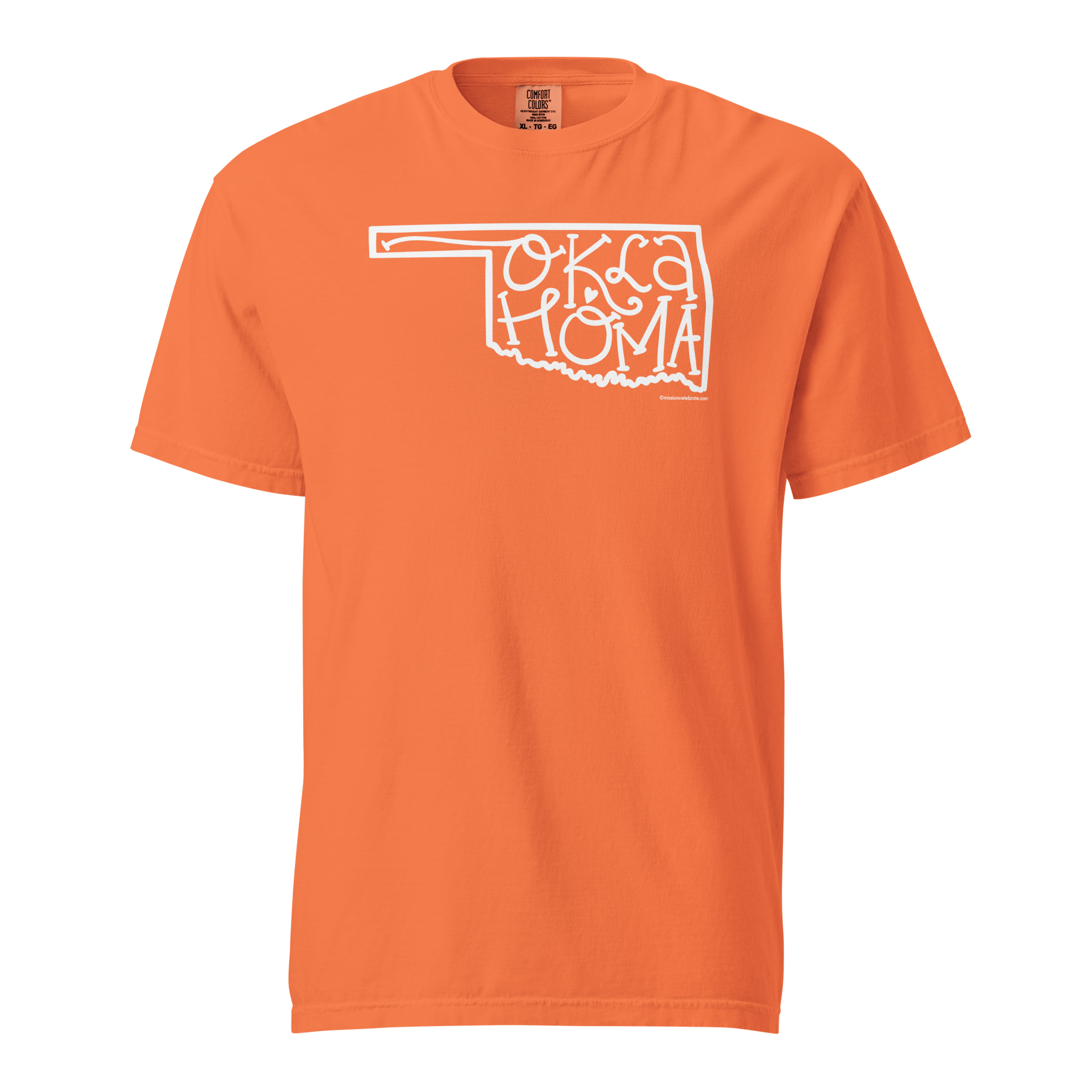 Oklahoma T-Shirt: Hand-Lettered Design by Leslie Gonce, Comfort Colors Orange Tee