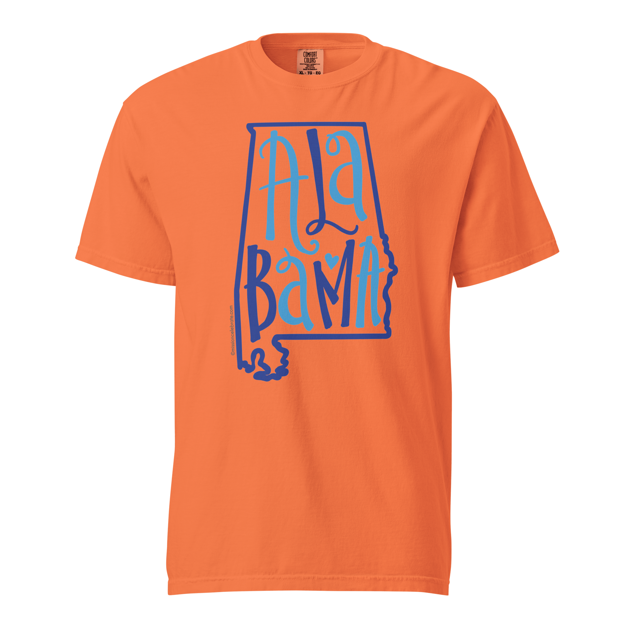 Alabama Bouncy Letters (in white) Handlettered Art by © Leslie Gonce Comfort Colors Short Sleeve Tee (ALABAMA)