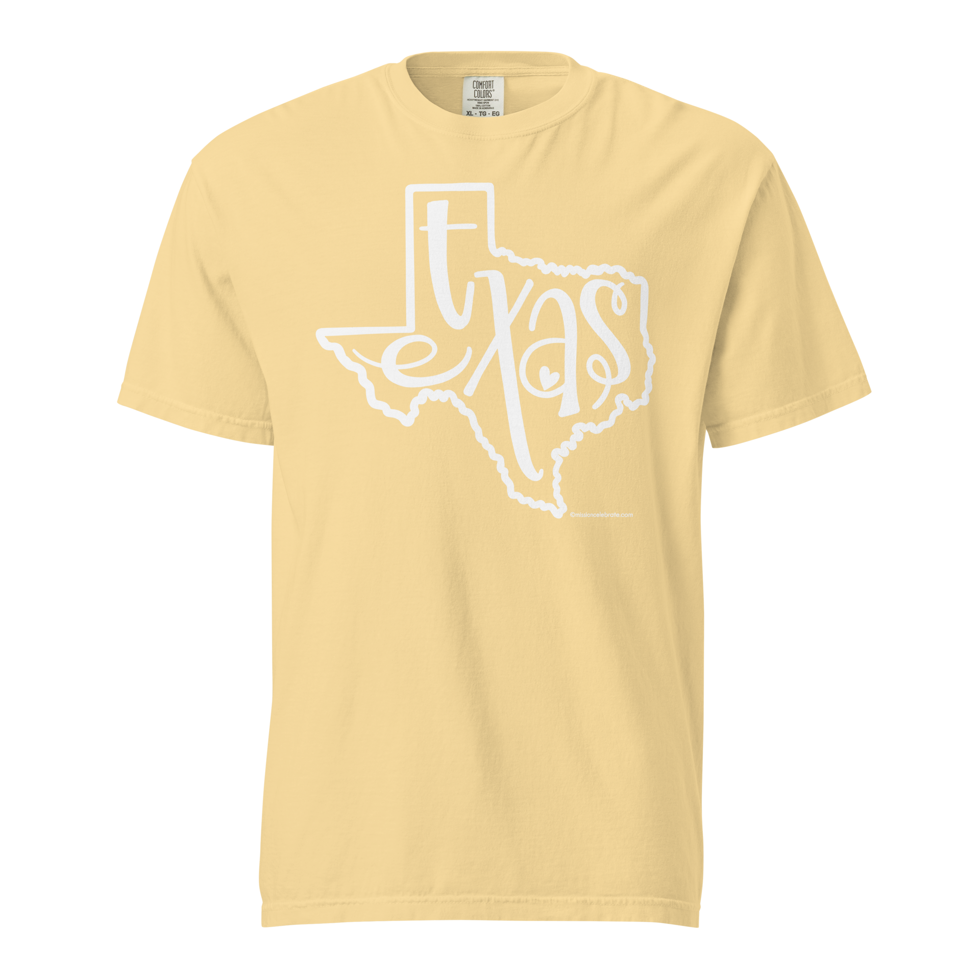 Texas Bouncy Letters (in white) Handlettered Art by © Leslie Gonce Comfort Colors Short Sleeve Tee (TEXAS)