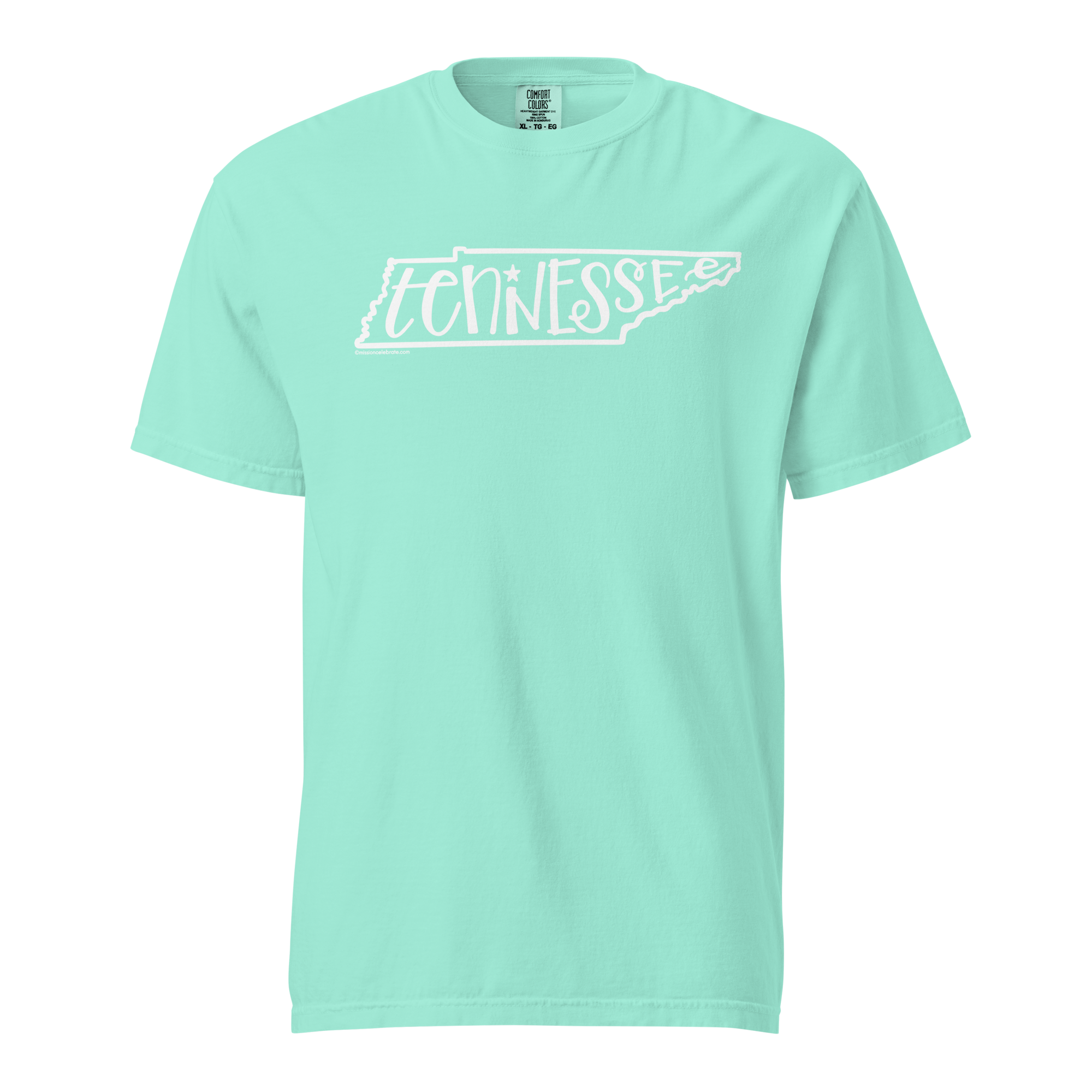 Tennessee Bouncy Letters (in white) Handlettered Art by © Leslie Gonce Comfort Colors Short Sleeve Tee (TENNESSEE)