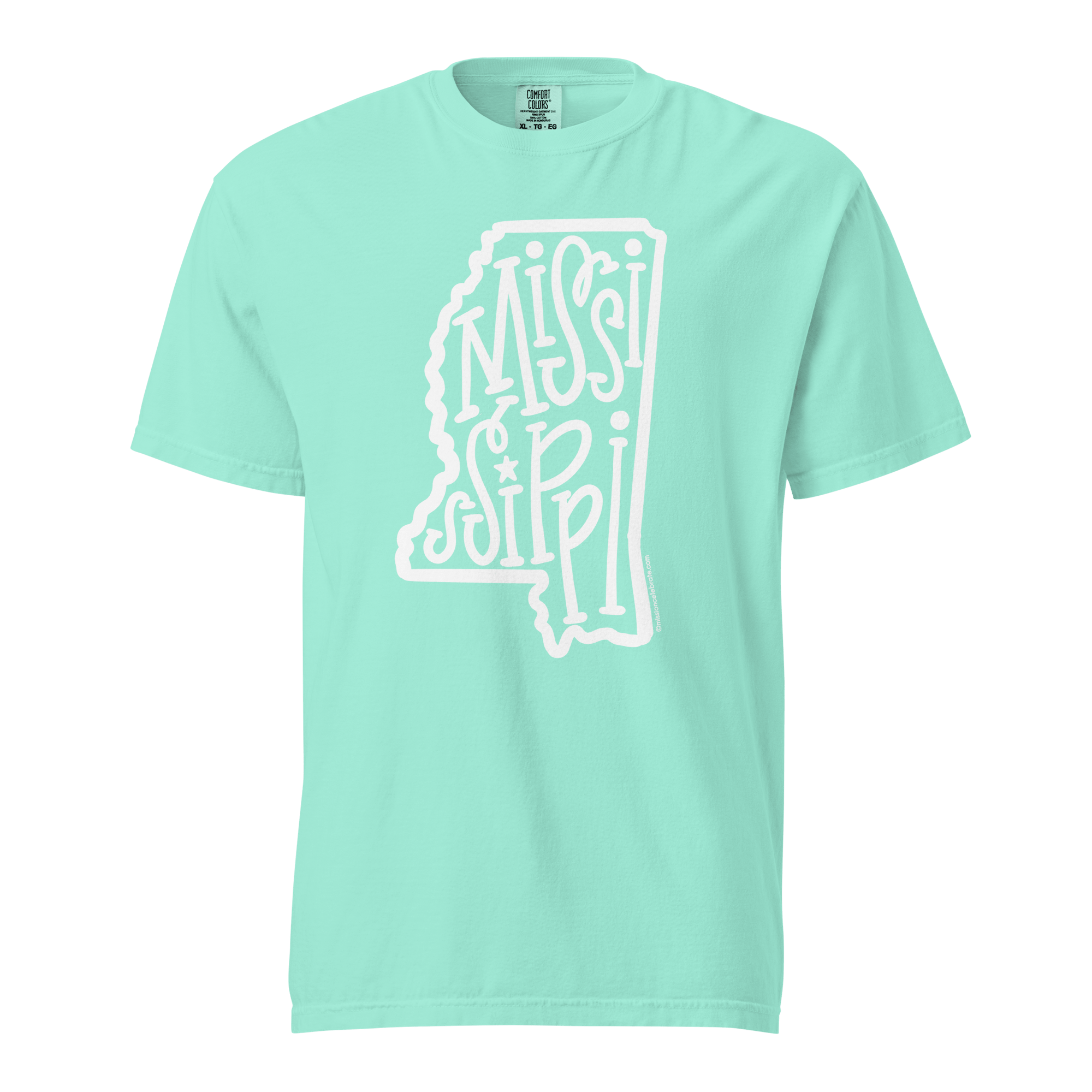 Mississippi T-shirt - State Outline with Hand-Lettered 'Mississippi' Design - Comfort Colors Tee