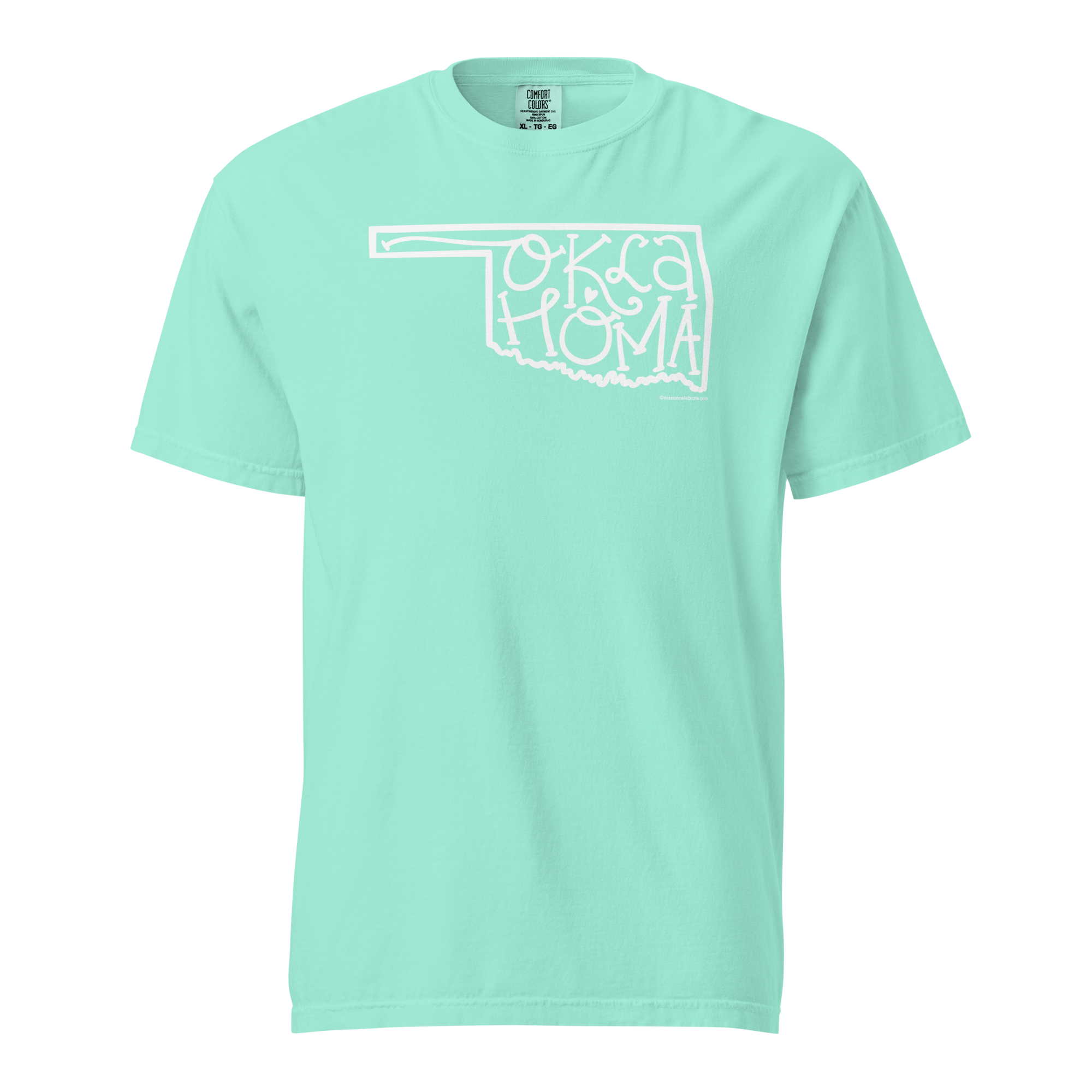 Oklahoma Bouncy Letters Handlettered Art by © Leslie Gonce Comfort Colors Short Sleeve Tee (OKLAHOMA)