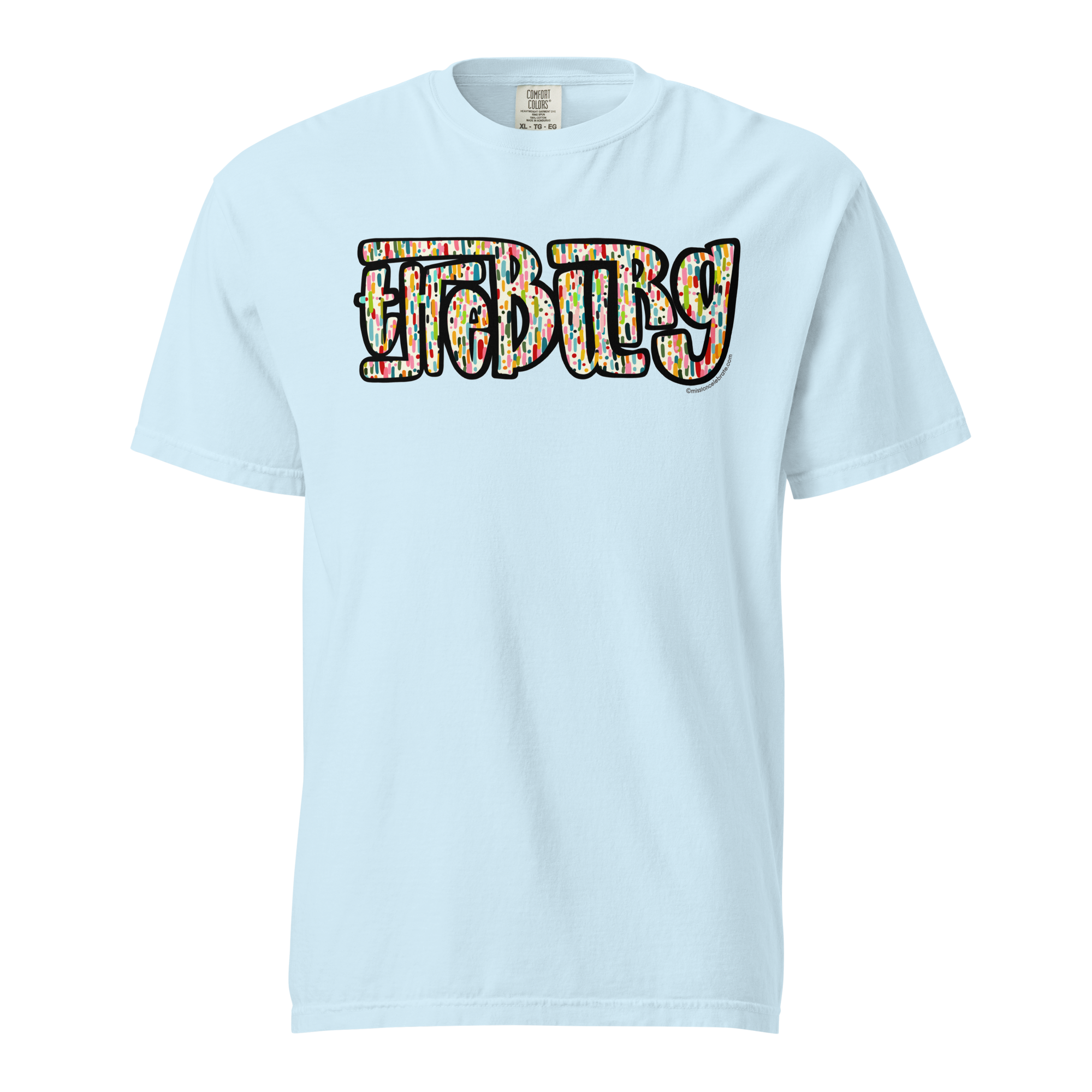 Hattiesburg The Hub City "The Burg" Handlettered Confetti Art by © Leslie Gonce Comfort Colors Short Sleeve Tee (MISSISSIPPI)