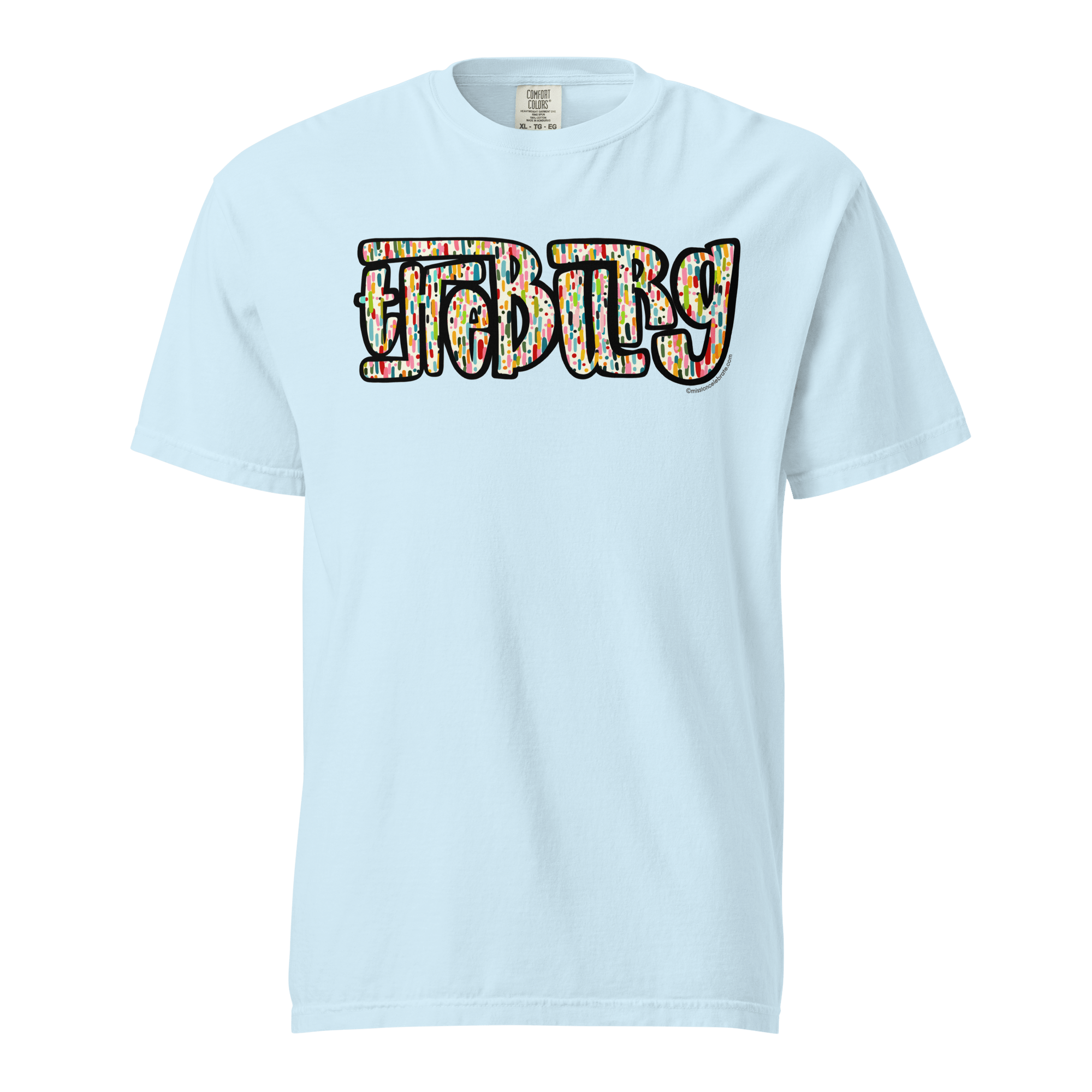 Hattiesburg Mississippi Tee - Handlettered Confetti Art T-shirt-  Light Blue