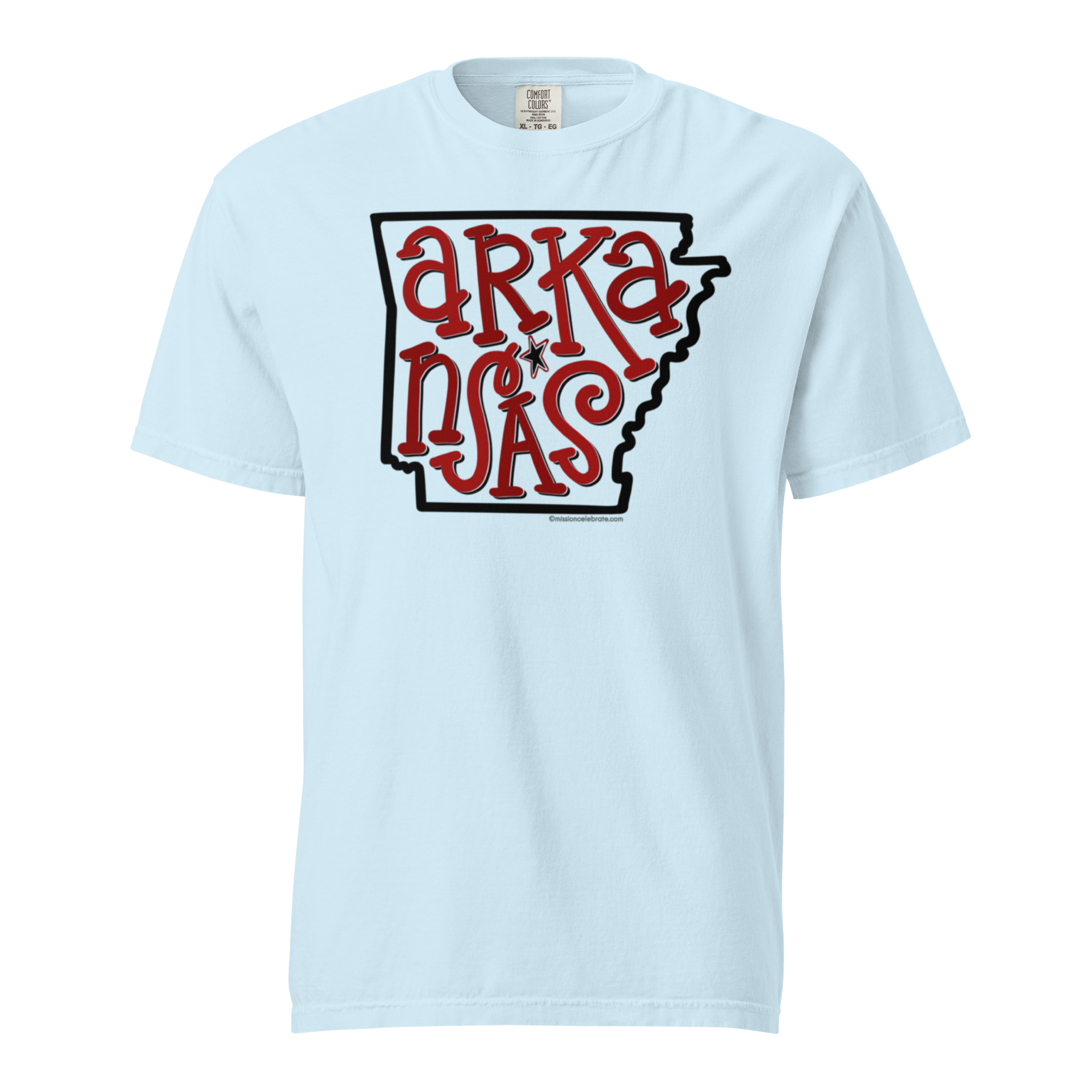 Arkansas Bouncy Letters Handlettered Art by © Leslie Gonce Comfort Colors Short Sleeve Tee (ARKANSAS)