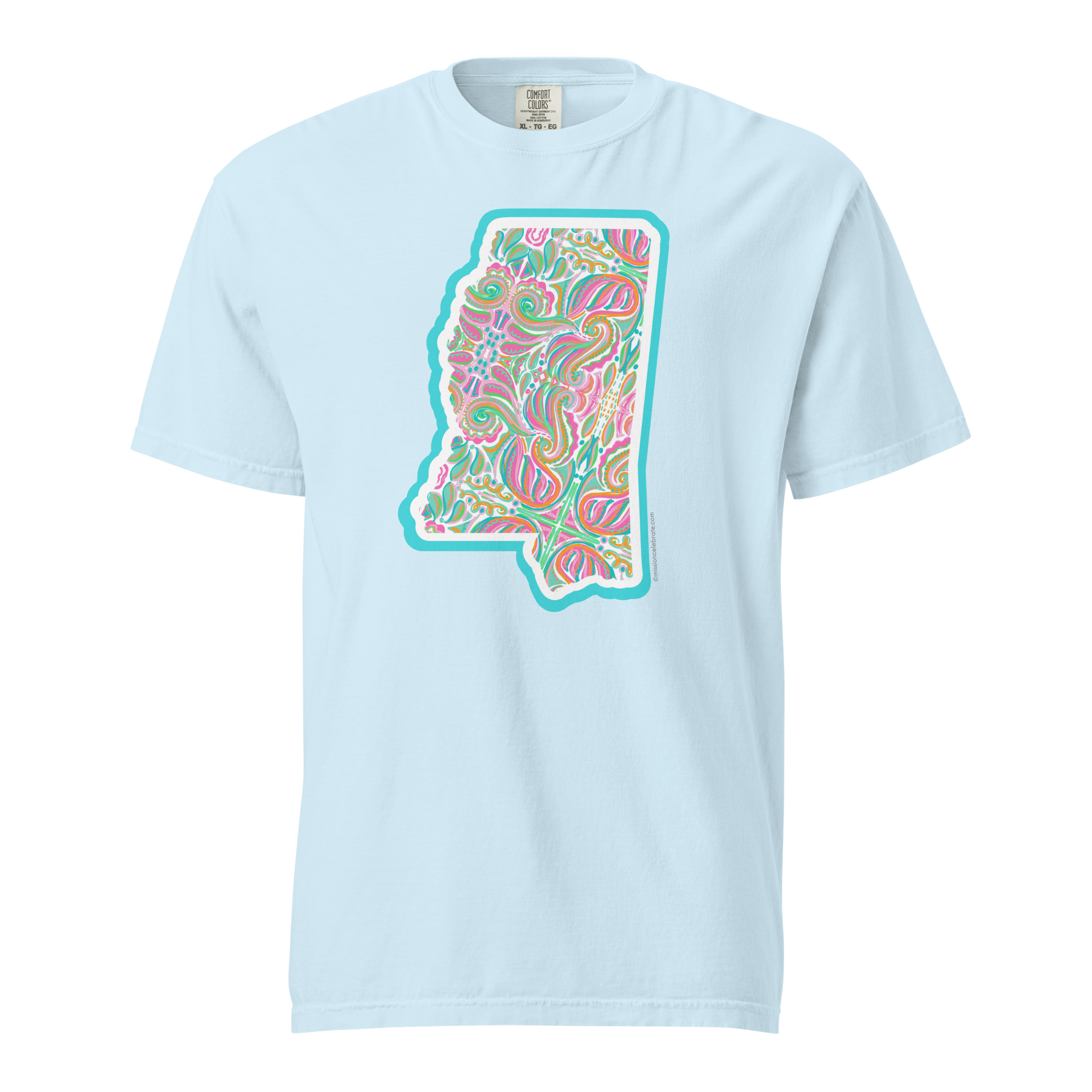 Mississippi Jubilee Abstract Handdrawn Art by Mississippi artist © Leslie Gonce Comfort Colors Short Sleeve Tee (MISSISSIPPI)