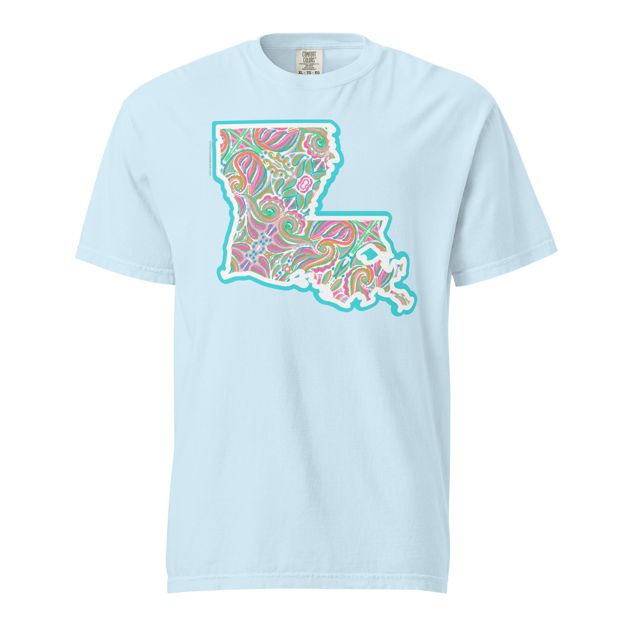 Louisiana T-shirt with Abstract Art by Leslie Gonce. Southern Artist Design, Main Street Collective