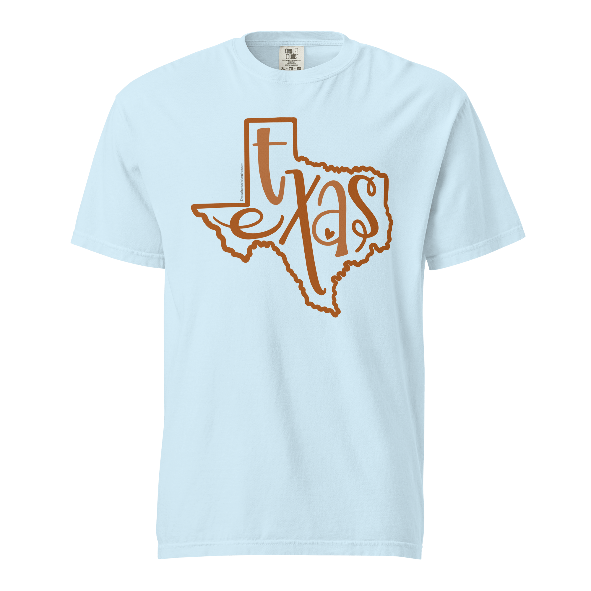 Texas T-Shirt - Bouncy Letters Burnt Orange Design by Leslie Gonce - Comfort Colors Tee