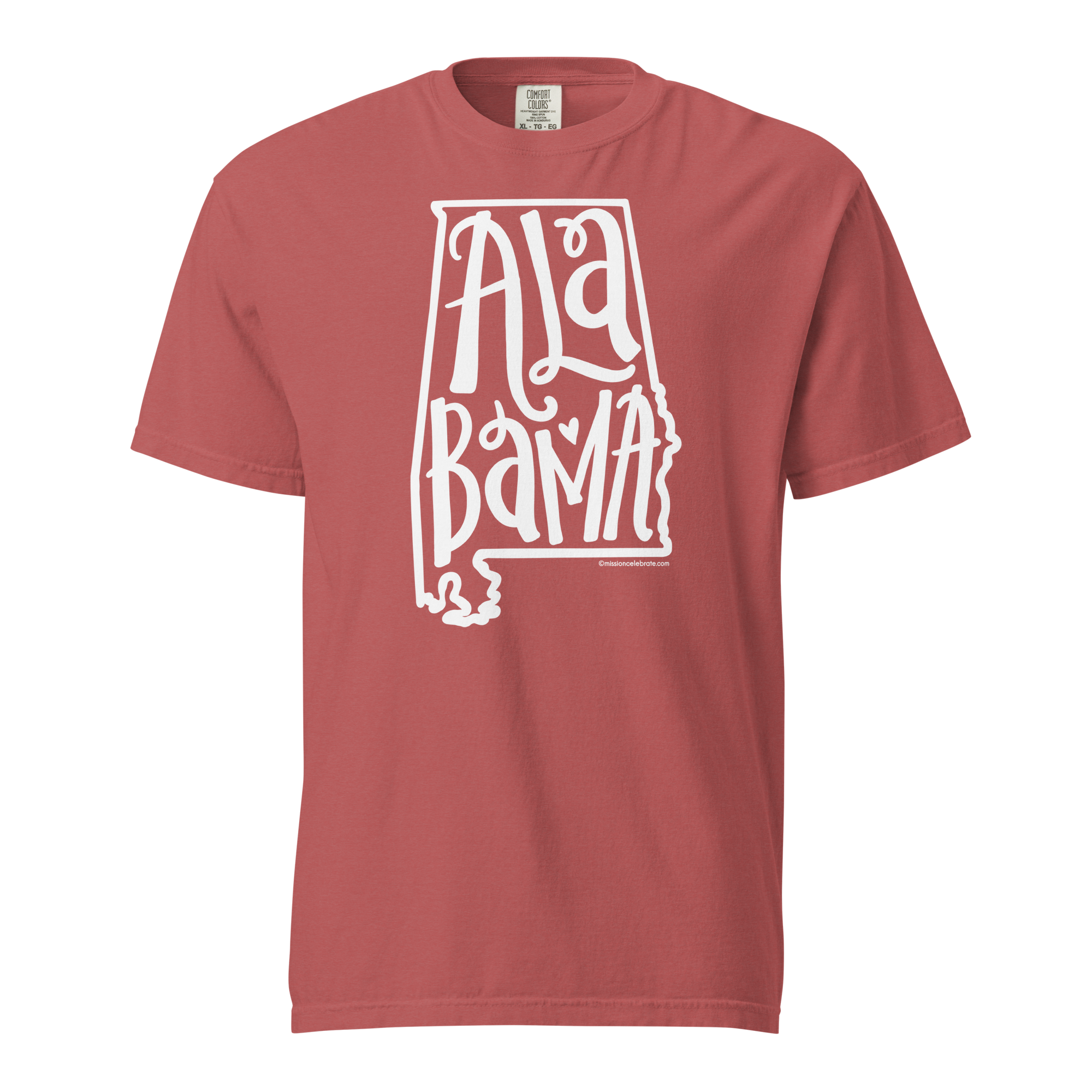 Alabama Bouncy Letters (in white) Handlettered Art by © Leslie Gonce Comfort Colors Short Sleeve Tee (ALABAMA)