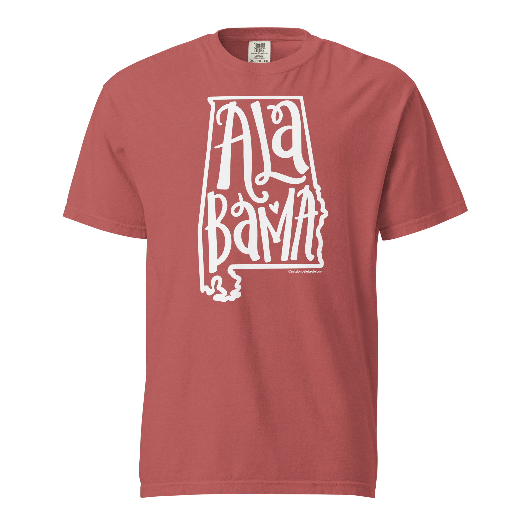 Alabama Bouncy Letters (in white) Handlettered Art by © Leslie Gonce Comfort Colors Short Sleeve Tee (ALABAMA)