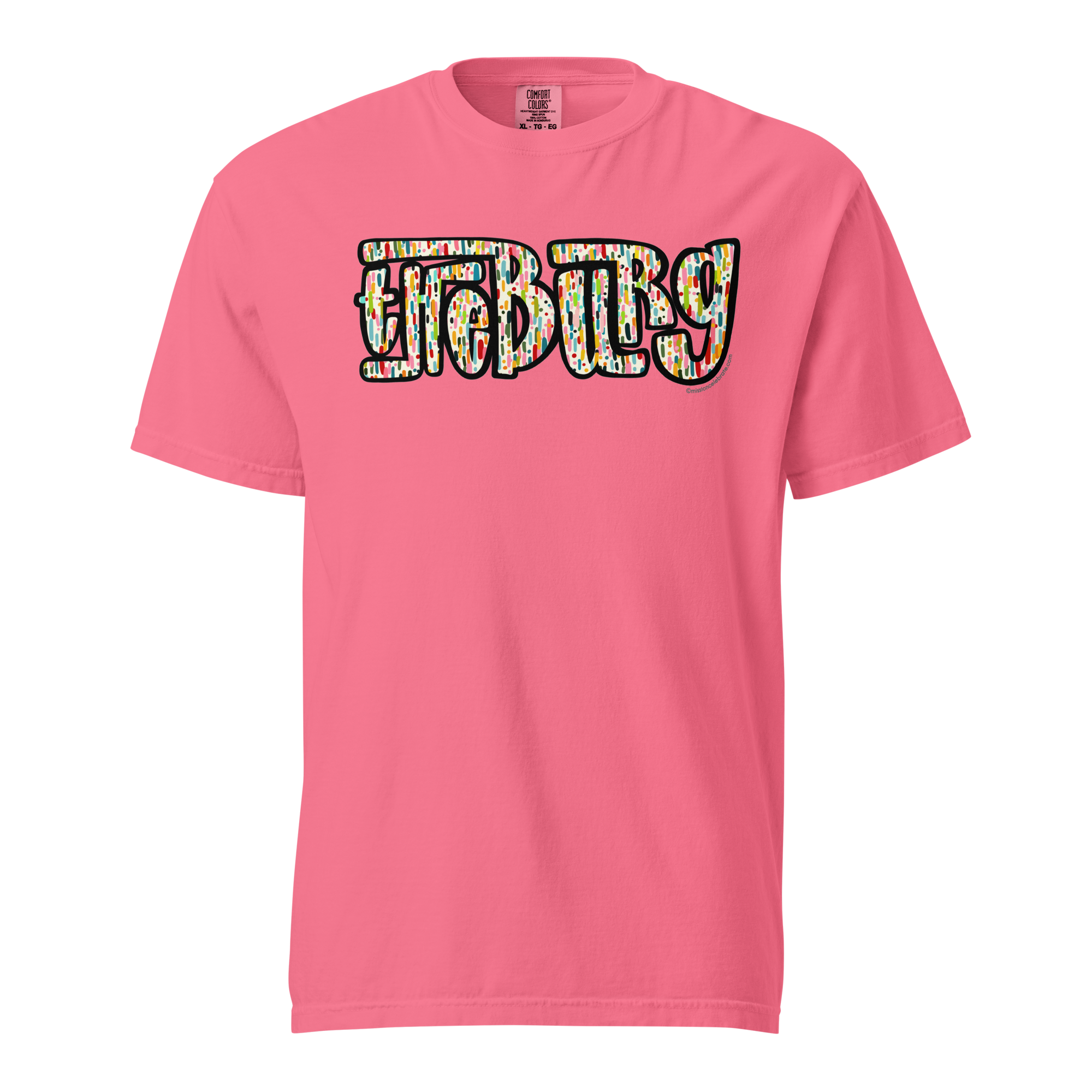 Hattiesburg The Hub City "The Burg" Handlettered Confetti Art by © Leslie Gonce Comfort Colors Short Sleeve Tee (MISSISSIPPI)