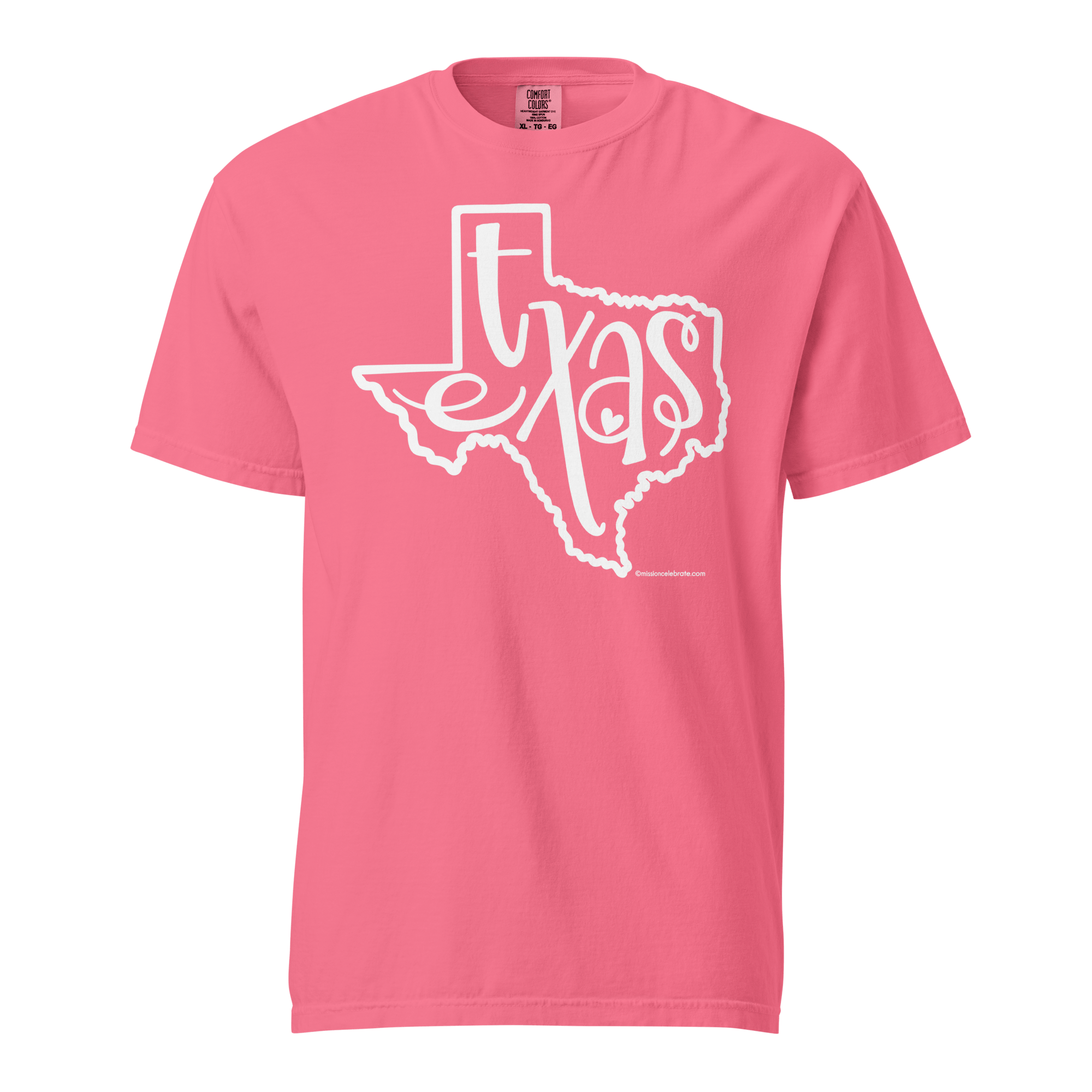 Pink Texas T-shirt with White Hand-Lettered Design - State Pride Souvenir