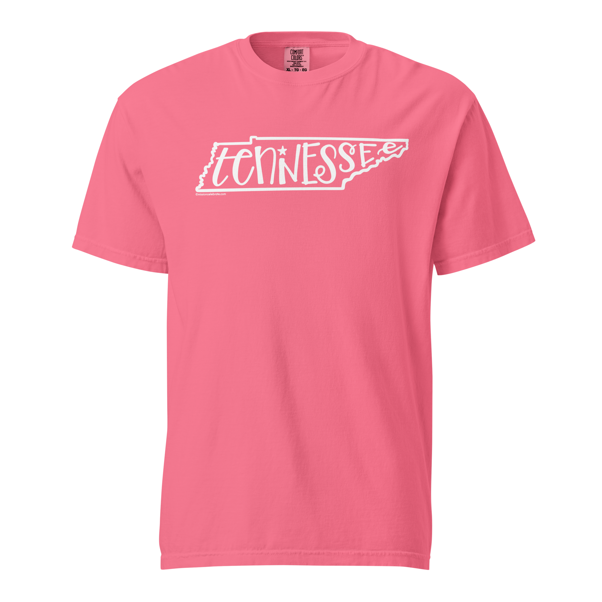 Tennessee Bouncy Letters (in white) Handlettered Art by © Leslie Gonce Comfort Colors Short Sleeve Tee (TENNESSEE)