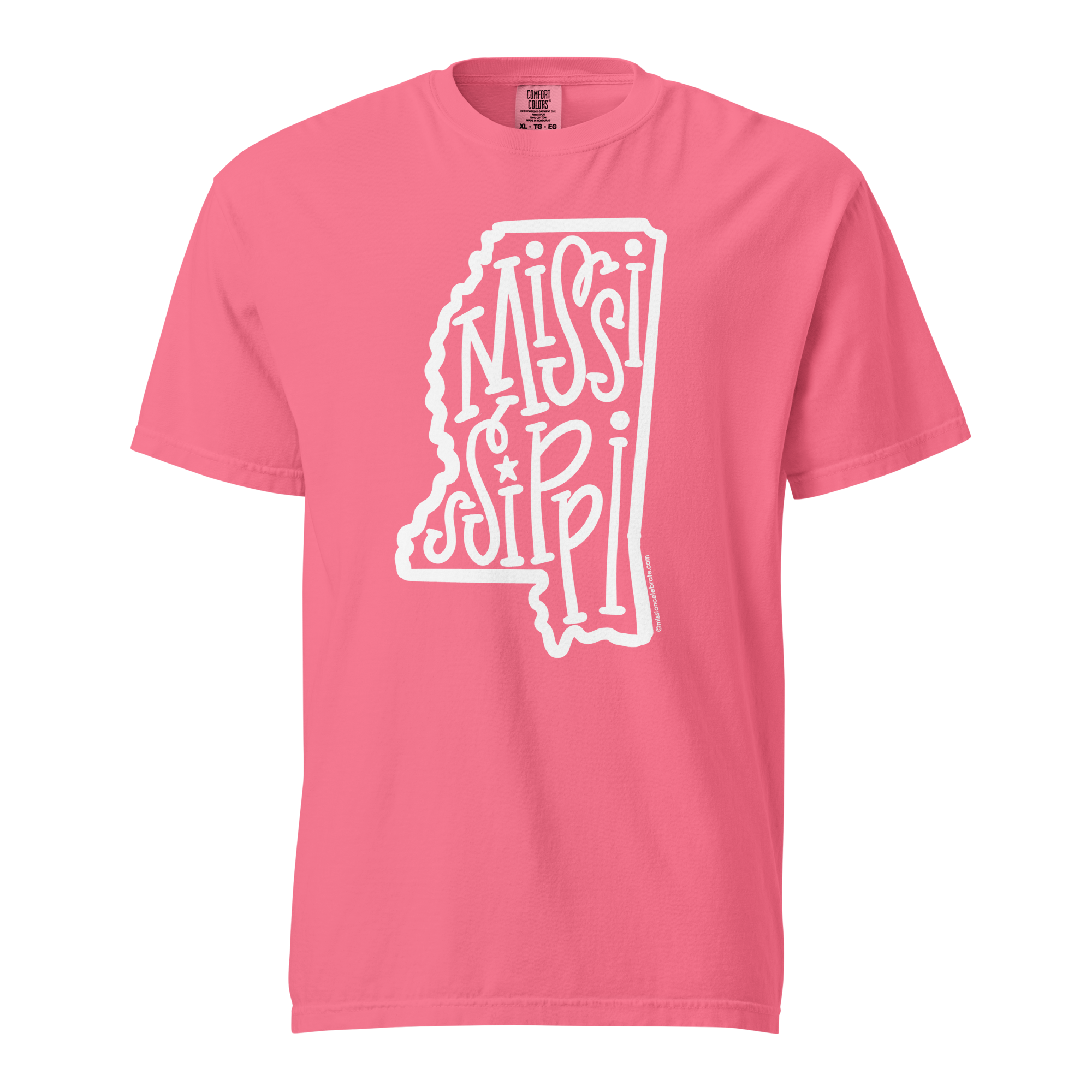 Mississippi Bouncy Letters Handlettered Art by © Leslie Gonce Comfort Colors Short Sleeve Tee (MISSISSIPPI)