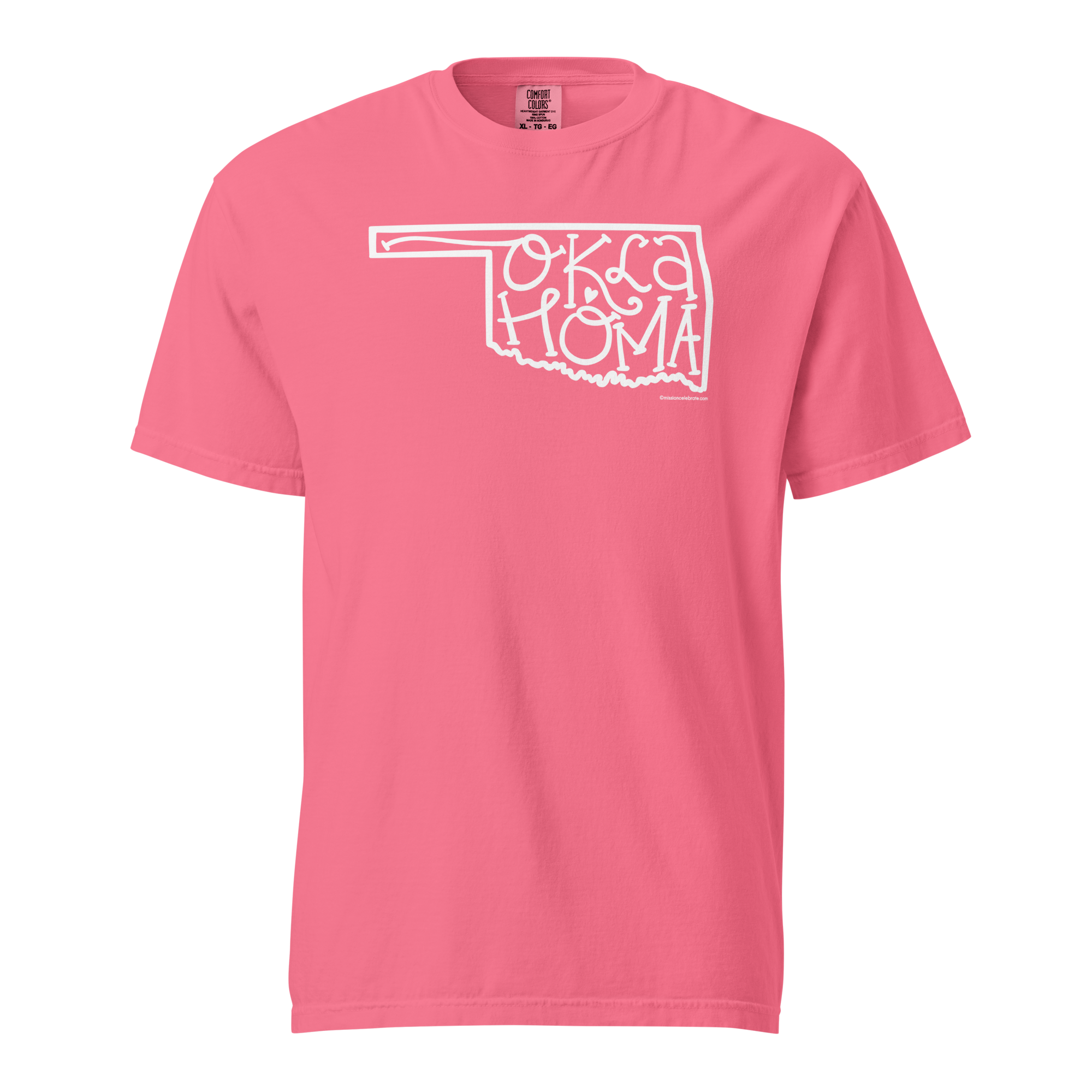 Oklahoma Bouncy Letters Handlettered Art by © Leslie Gonce Comfort Colors Short Sleeve Tee (OKLAHOMA)
