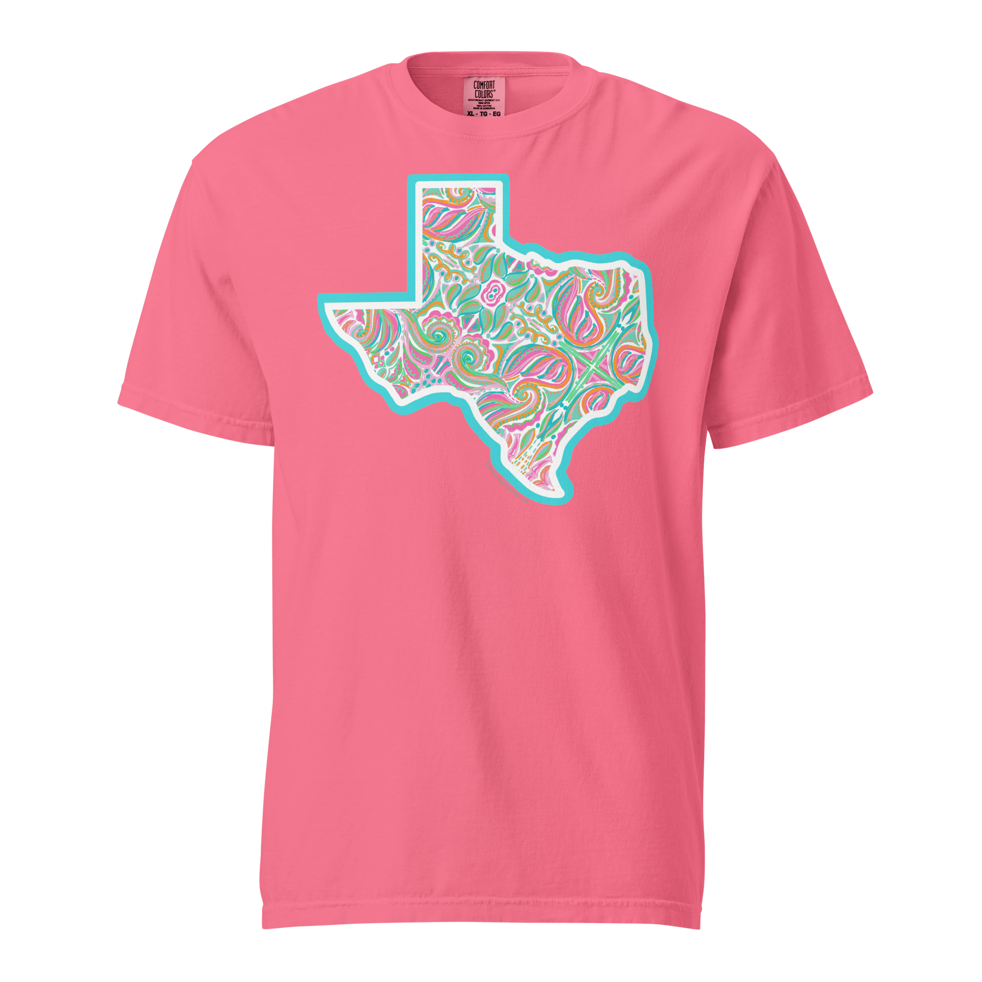 Texas Jubilee Abstract Handdrawn Art by Southern artist © Leslie Gonce Comfort Colors Short Sleeve Tee (TEXAS)