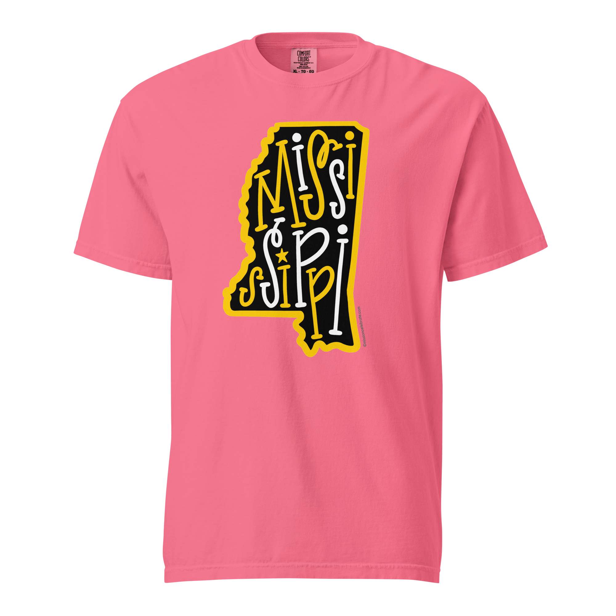 Mississippi T-Shirt: Black & Gold Bouncy Letter State Design by Leslie Gonce for Main Street Collective