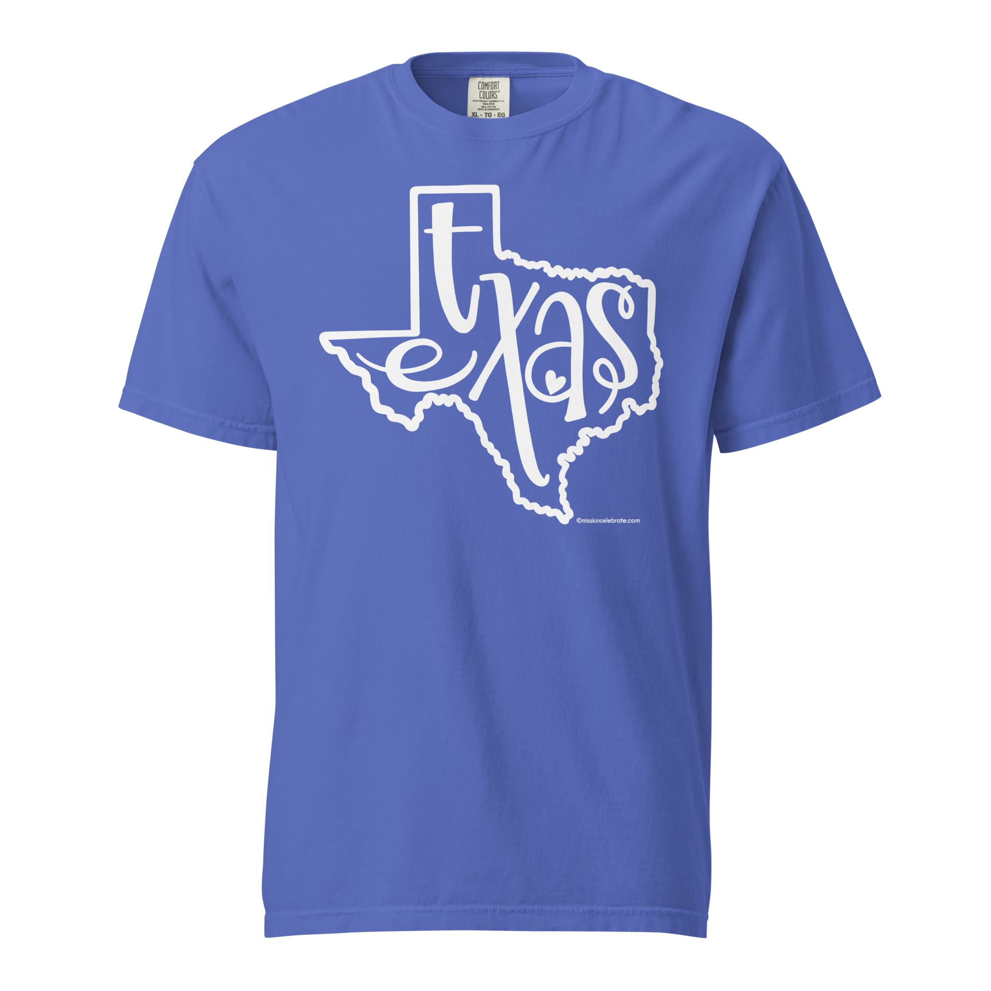 Texas Bouncy Letters (in white) Handlettered Art by © Leslie Gonce Comfort Colors Short Sleeve Tee (TEXAS)