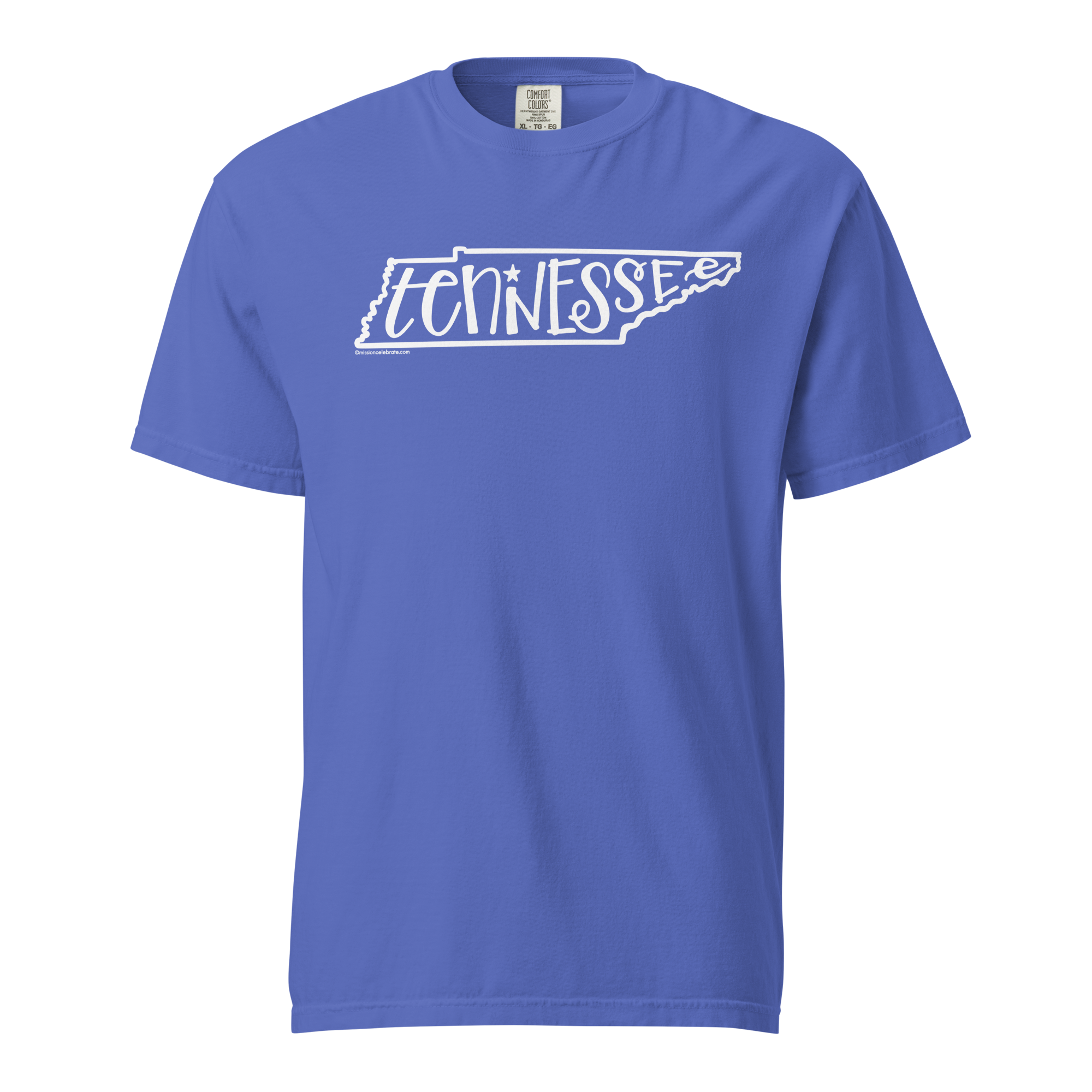 Tennessee Bouncy Letters (in white) Handlettered Art by © Leslie Gonce Comfort Colors Short Sleeve Tee (TENNESSEE)