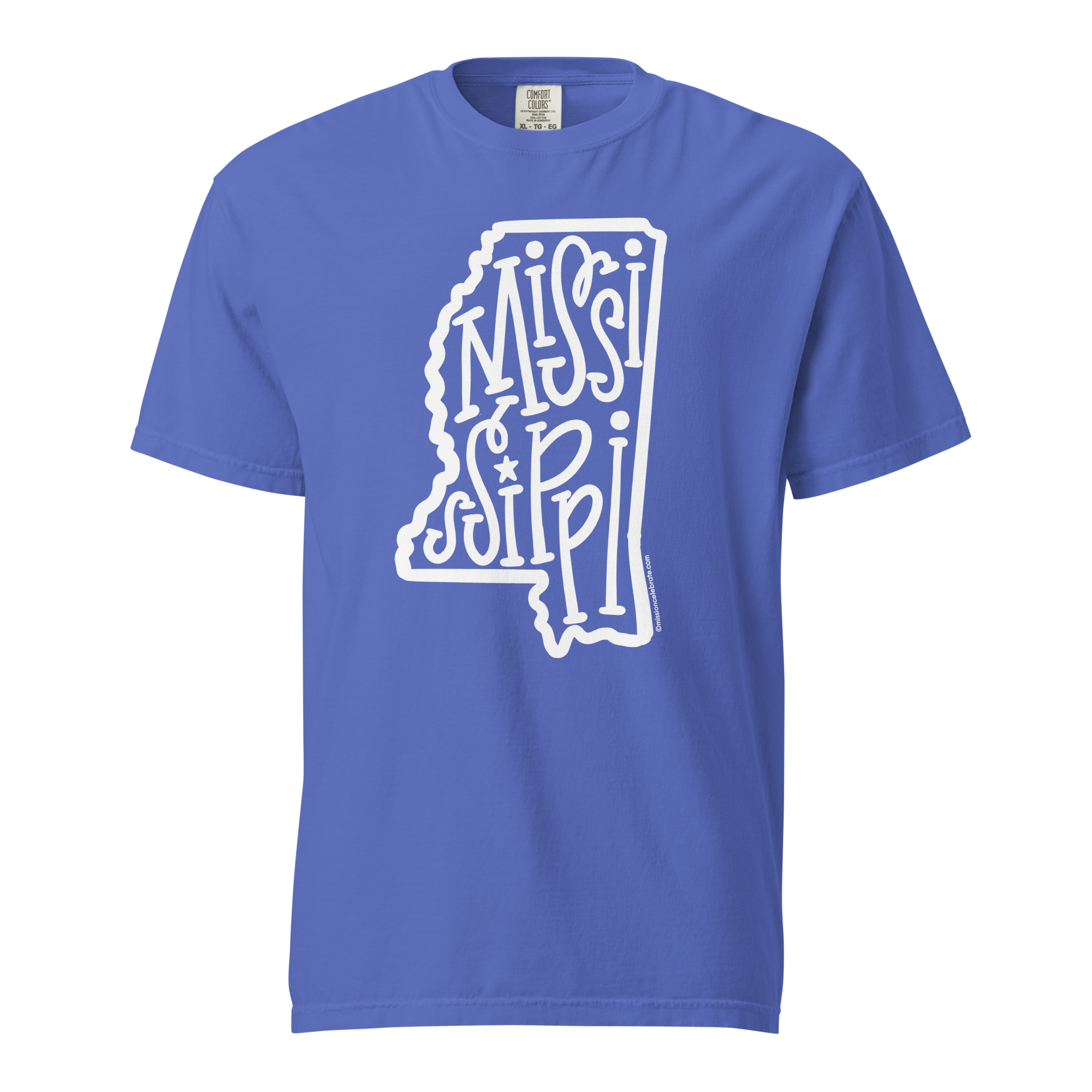 Mississippi Bouncy Letters Handlettered Art by © Leslie Gonce Comfort Colors Short Sleeve Tee (MISSISSIPPI)