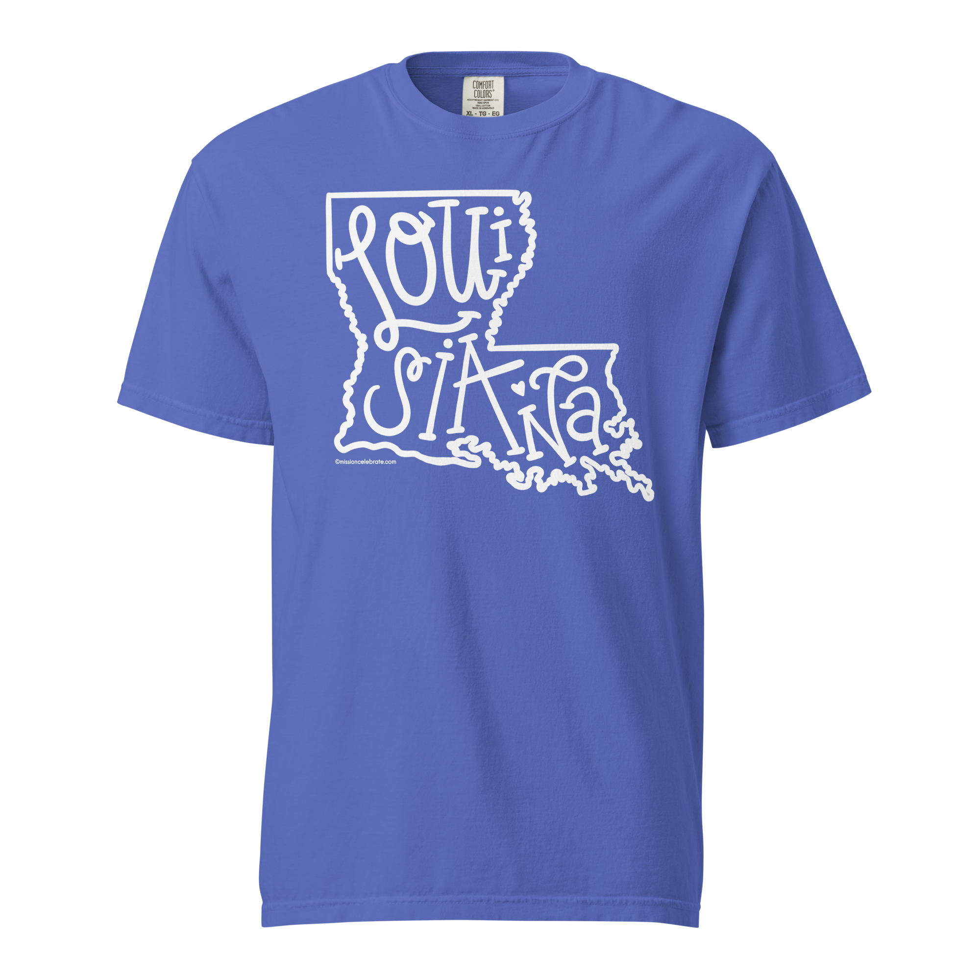 Louisiana Bouncy Letters (in white) Handlettered Art by © Leslie Gonce Comfort Colors Short Sleeve Tee (LOUISIANA)