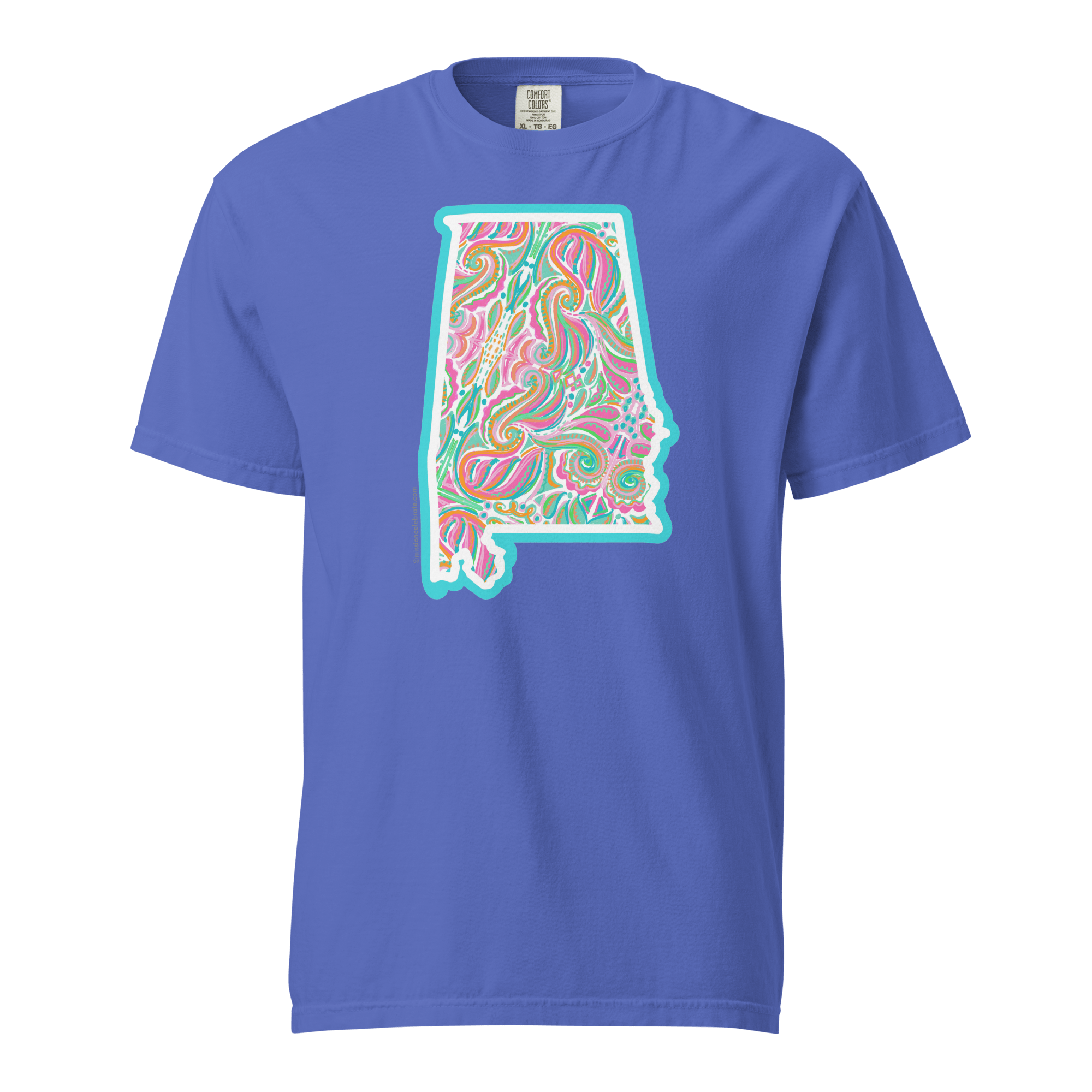 Alabama Jubilee Abstract Handdrawn Art by Southern artist © Leslie Gonce Comfort Colors Short Sleeve Tee (ALABAMA)