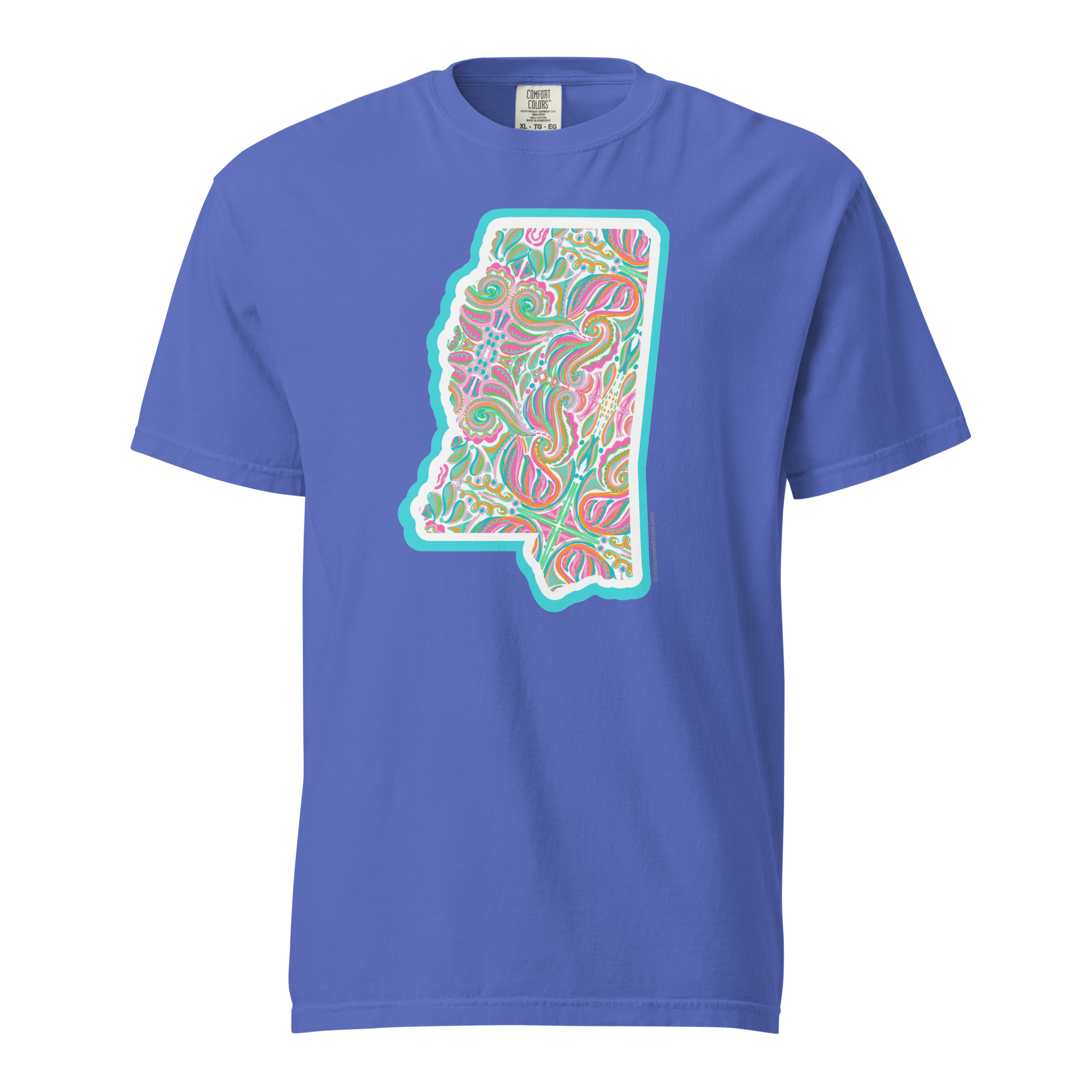 Mississippi Jubilee Abstract Handdrawn Art by Mississippi artist © Leslie Gonce Comfort Colors Short Sleeve Tee (MISSISSIPPI)