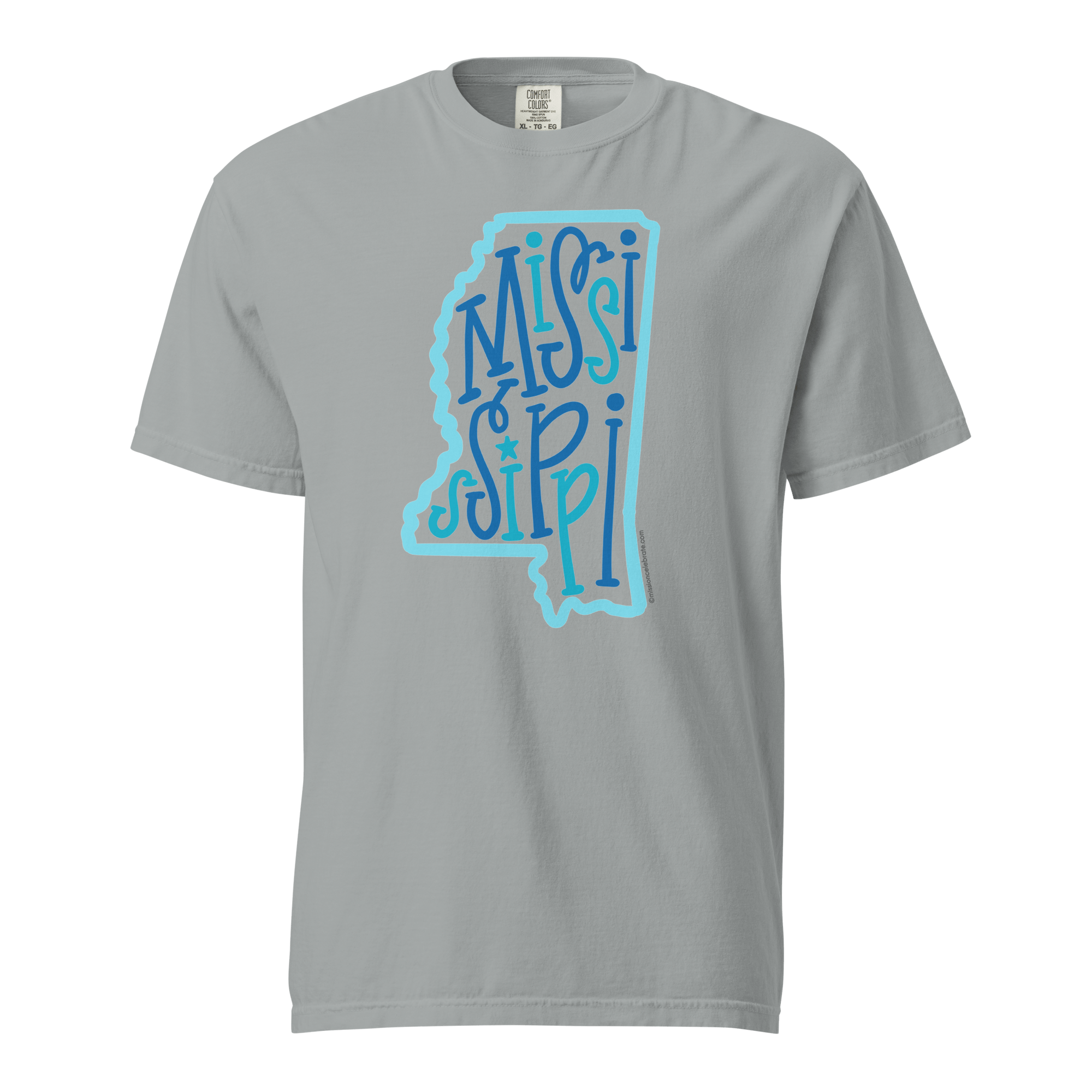 Mississippi Bouncy Letters Handlettered Art by © Leslie Gonce Comfort Colors Short Sleeve Tee (MISSISSIPPI)