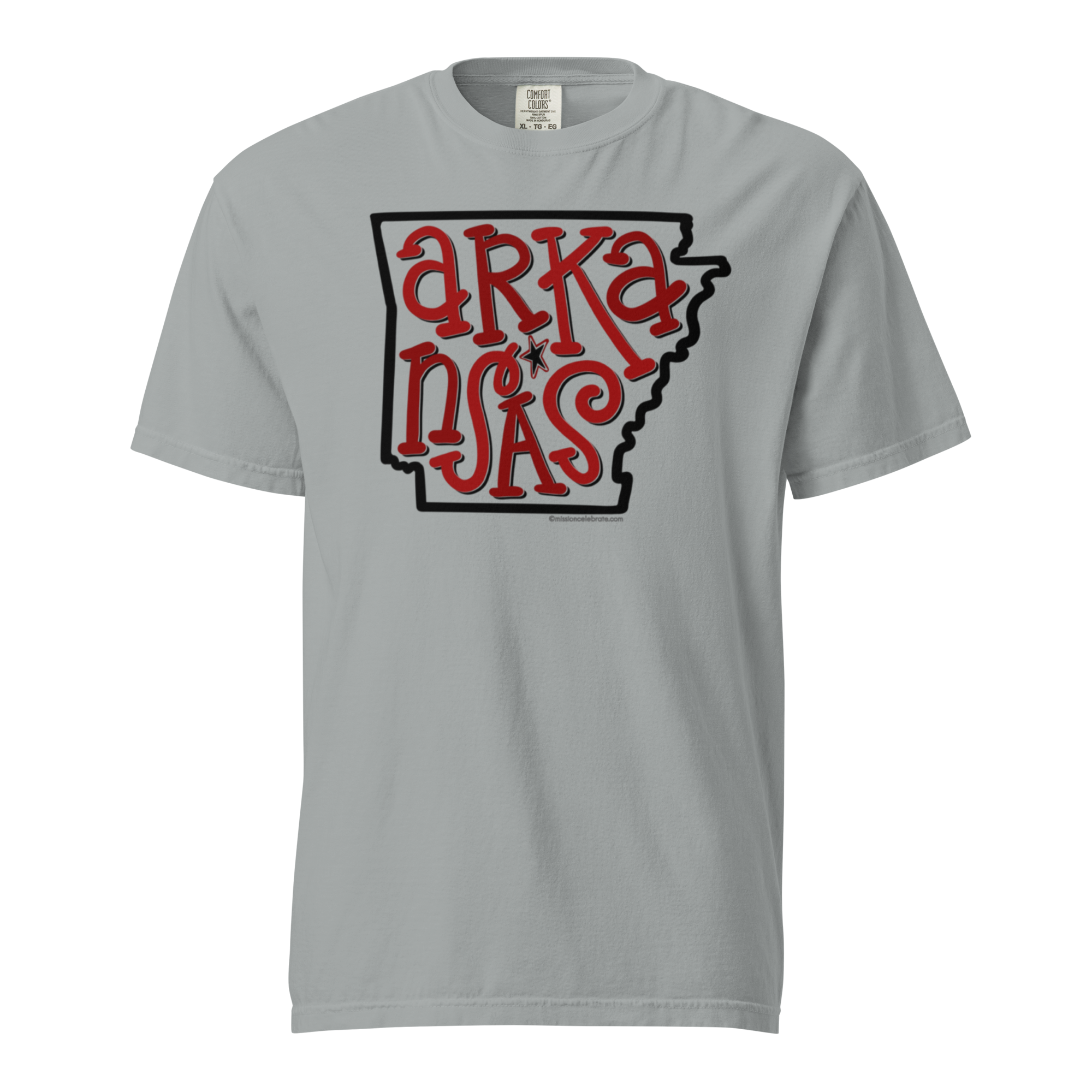 Arkansas Bouncy Letters Handlettered Art by © Leslie Gonce Comfort Colors Short Sleeve Tee (ARKANSAS)
