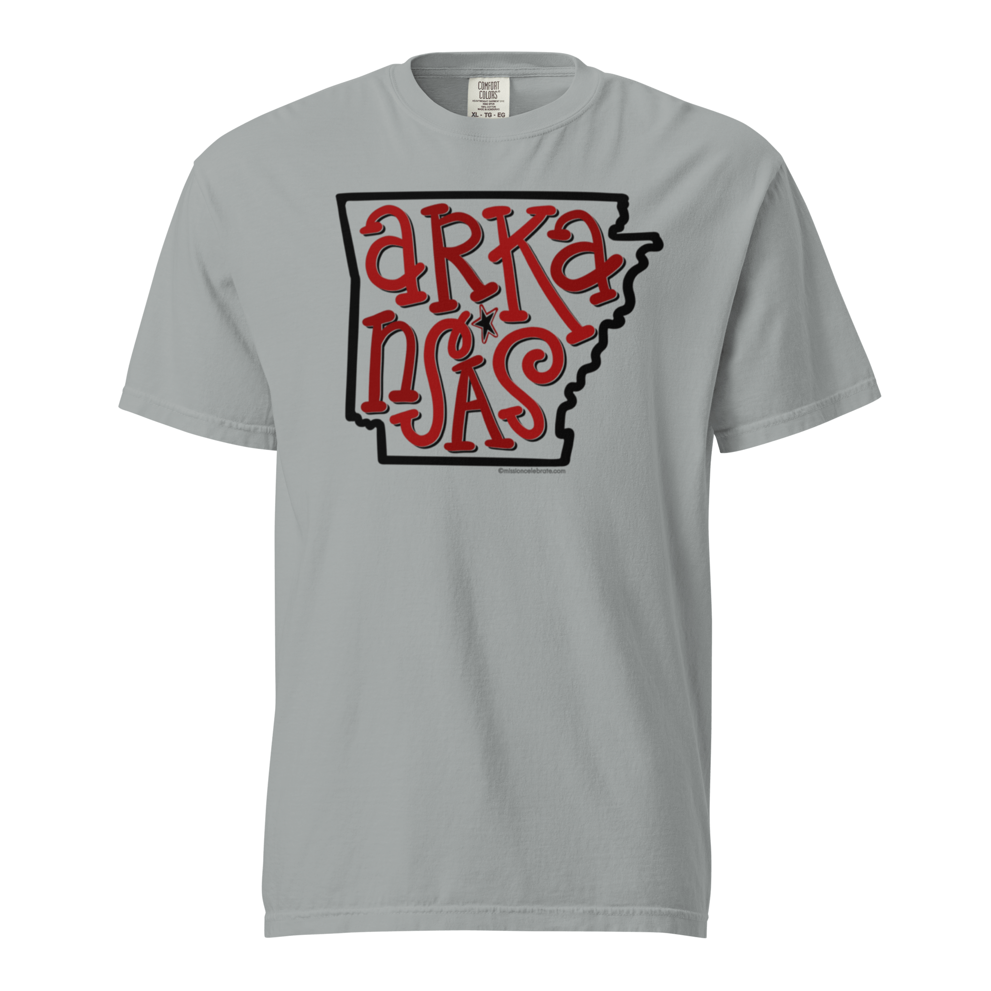 Arkansas Bouncy Letters Handlettered Art by © Leslie Gonce Comfort Colors Short Sleeve Tee (ARKANSAS)