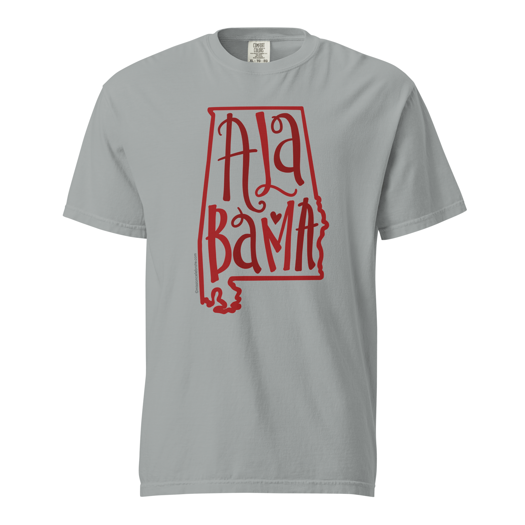 Alabama T-shirt - Crimson Handlettered State Pride - Comfort Colors Tee by Leslie Gonce