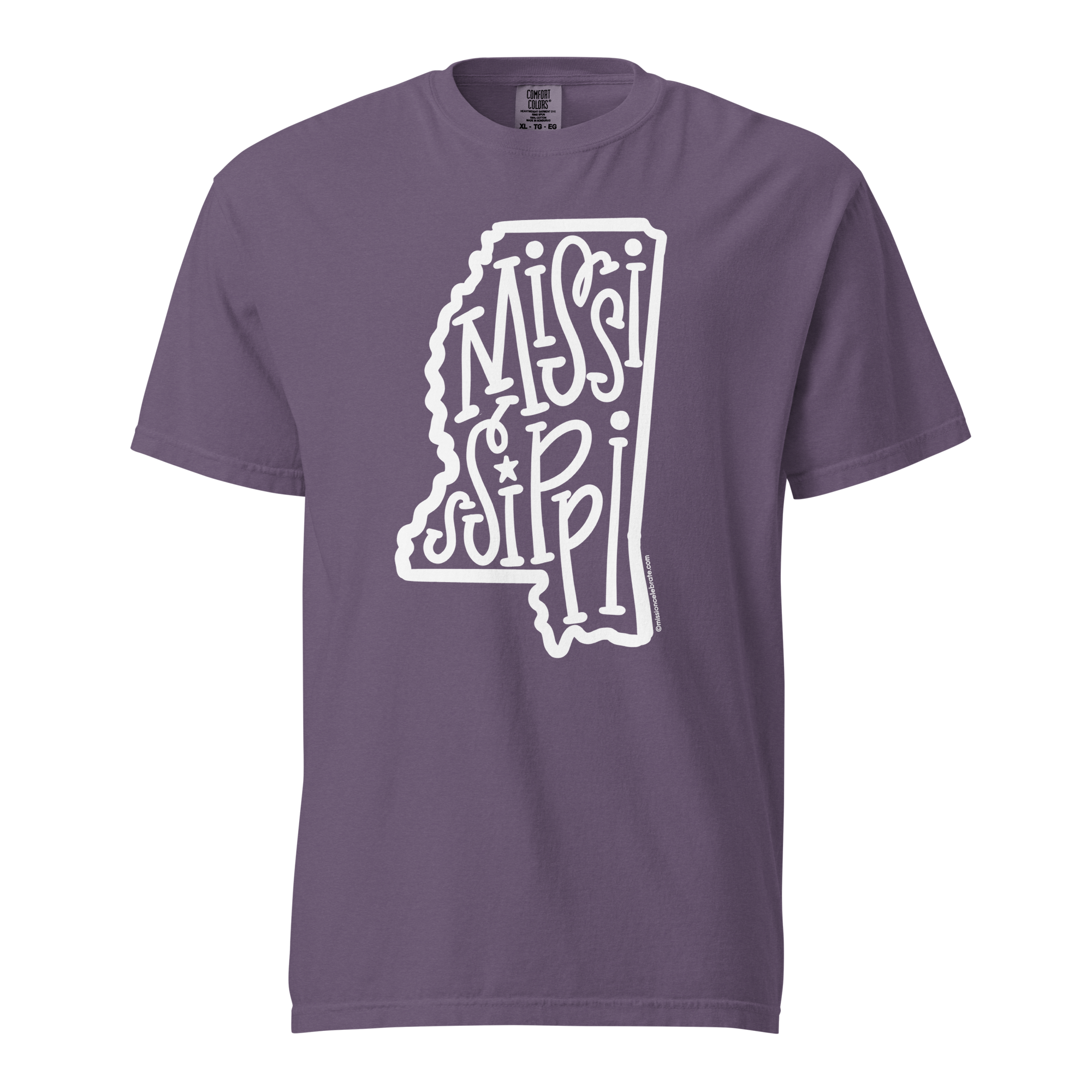Mississippi Bouncy Letters Handlettered Art by © Leslie Gonce Comfort Colors Short Sleeve Tee (MISSISSIPPI)