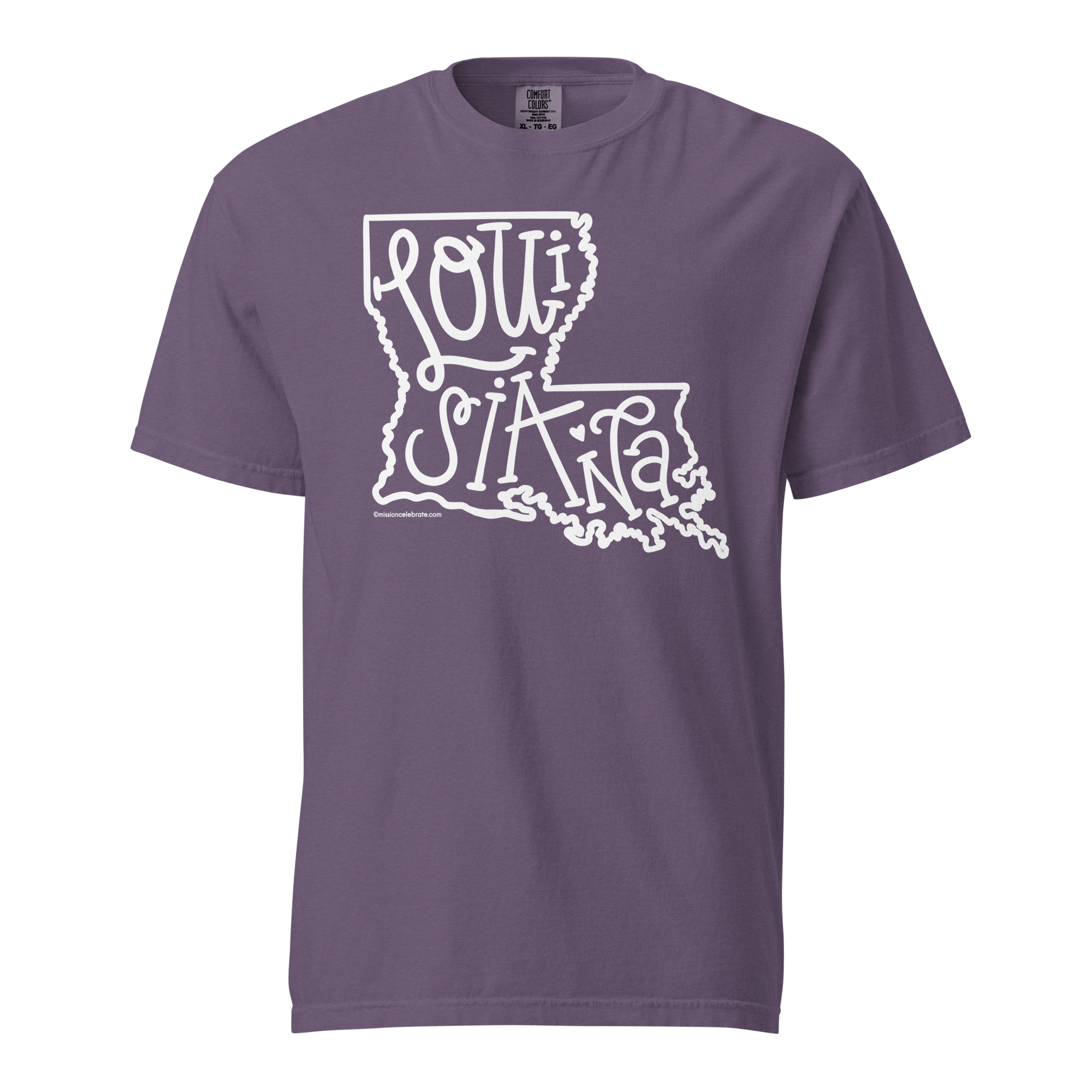 Louisiana Bouncy Letters (in white) Handlettered Art by © Leslie Gonce Comfort Colors Short Sleeve Tee (LOUISIANA)