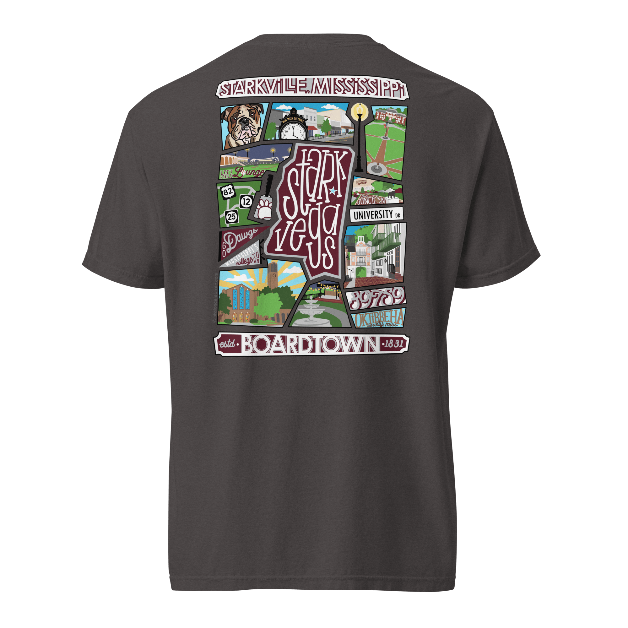 Starkville Mississippi Collage T-Shirt: Featuring Bulldogs, Old Main, Boardtown - Perfect for MSU Fans!