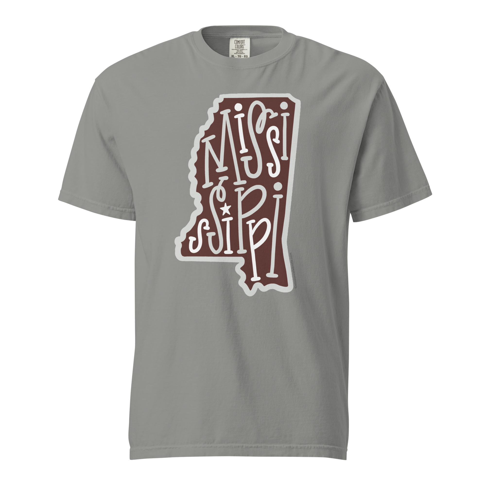 Mississippi State T-shirt: Bouncy Handlettered Design, Comfort Colors Tee