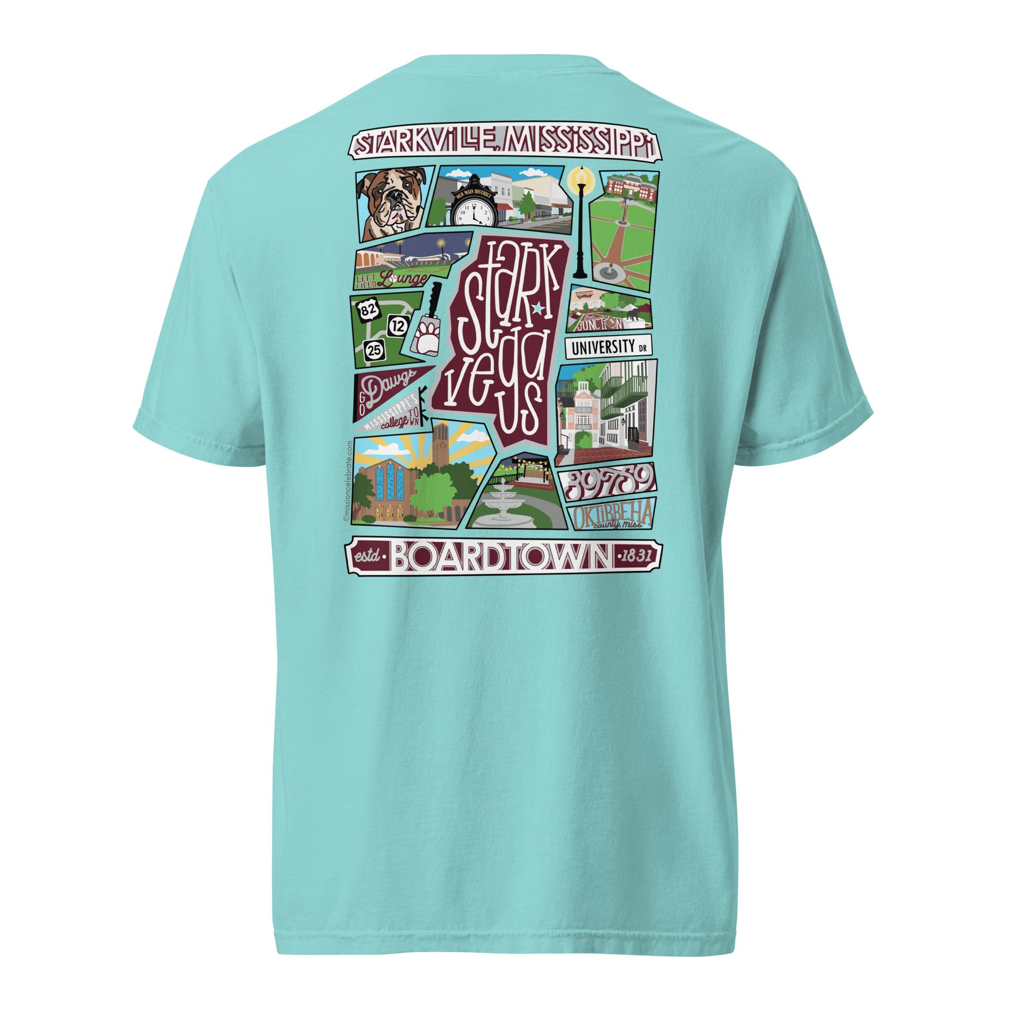 Starkville Mississippi Collage Art T-Shirt - Leslie Gonce Design
