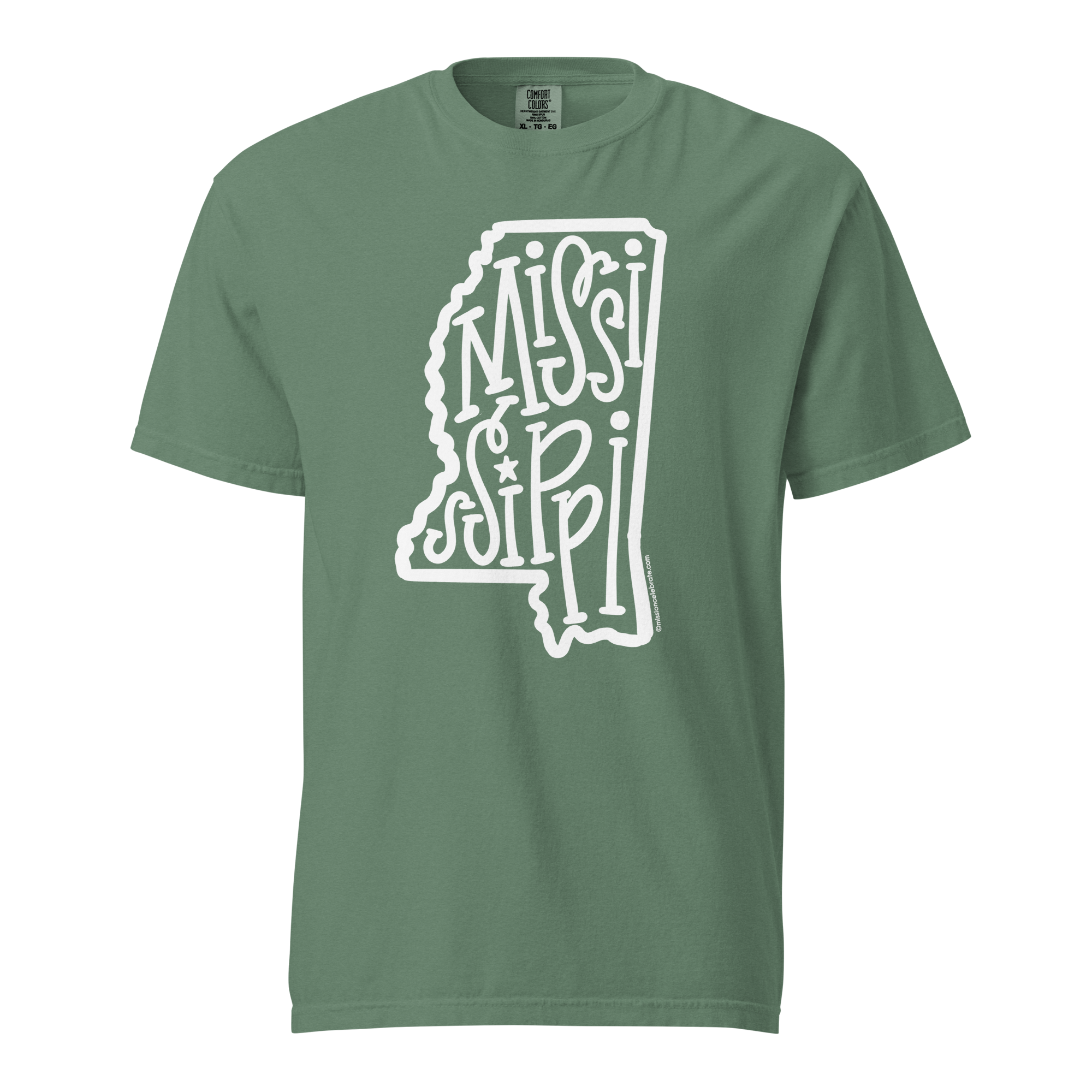 Mississippi Bouncy Letters Handlettered Art by © Leslie Gonce Comfort Colors Short Sleeve Tee (MISSISSIPPI)