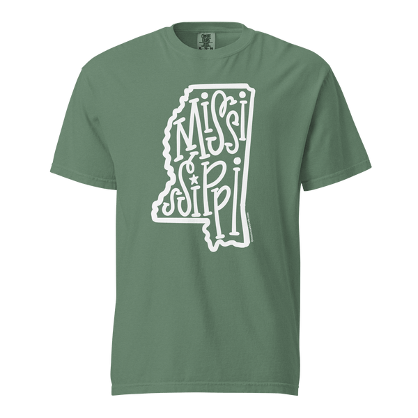 Mississippi T-shirt, Handlettered Design, Comfort Colors Tee, Leslie Gonce Art