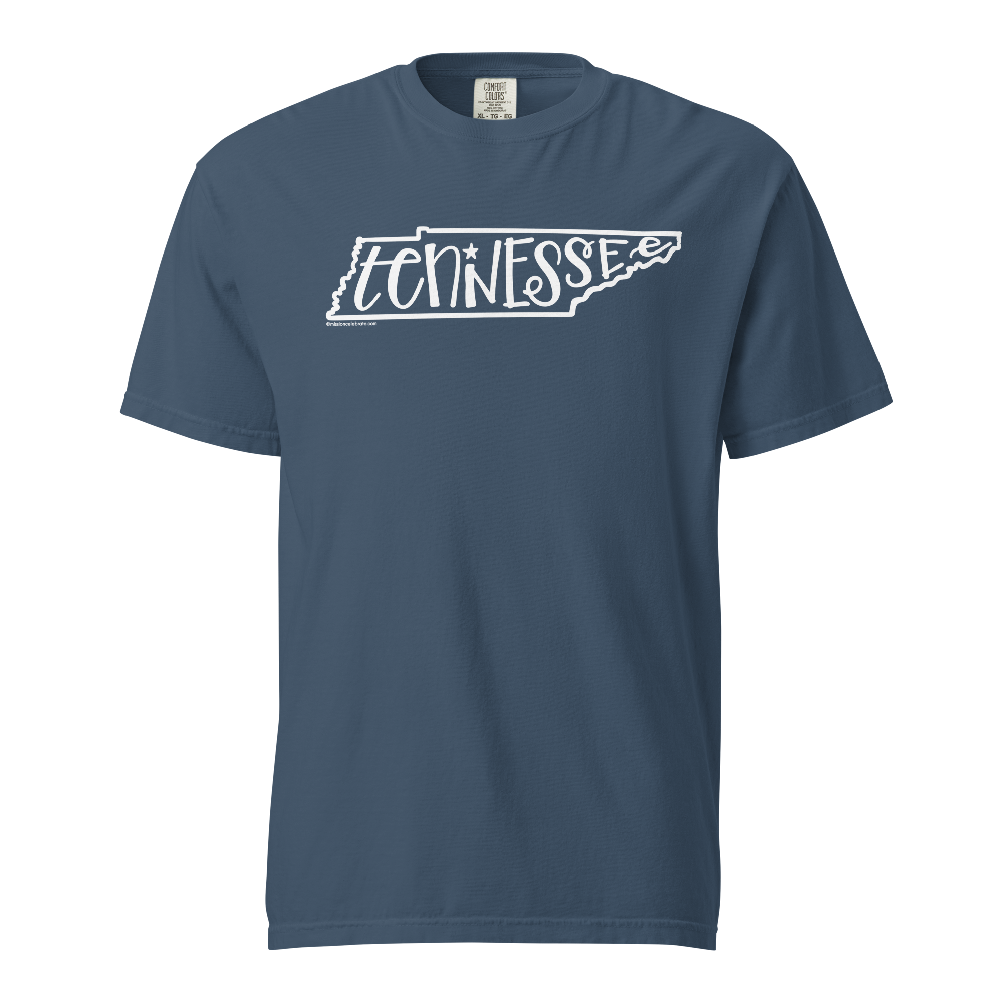 Tennessee Bouncy Letters (in white) Handlettered Art by © Leslie Gonce Comfort Colors Short Sleeve Tee (TENNESSEE)