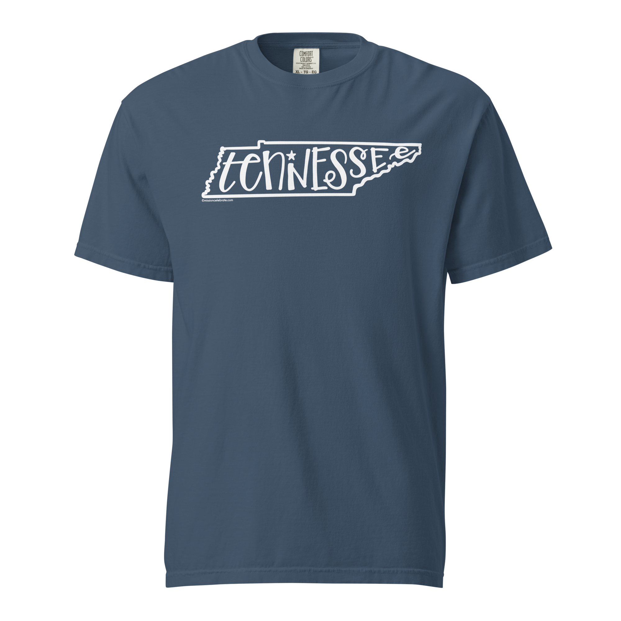 Tennessee T-shirt: White Bouncy Lettering Design on Comfort Colors Tee. Hand-lettered state pride!