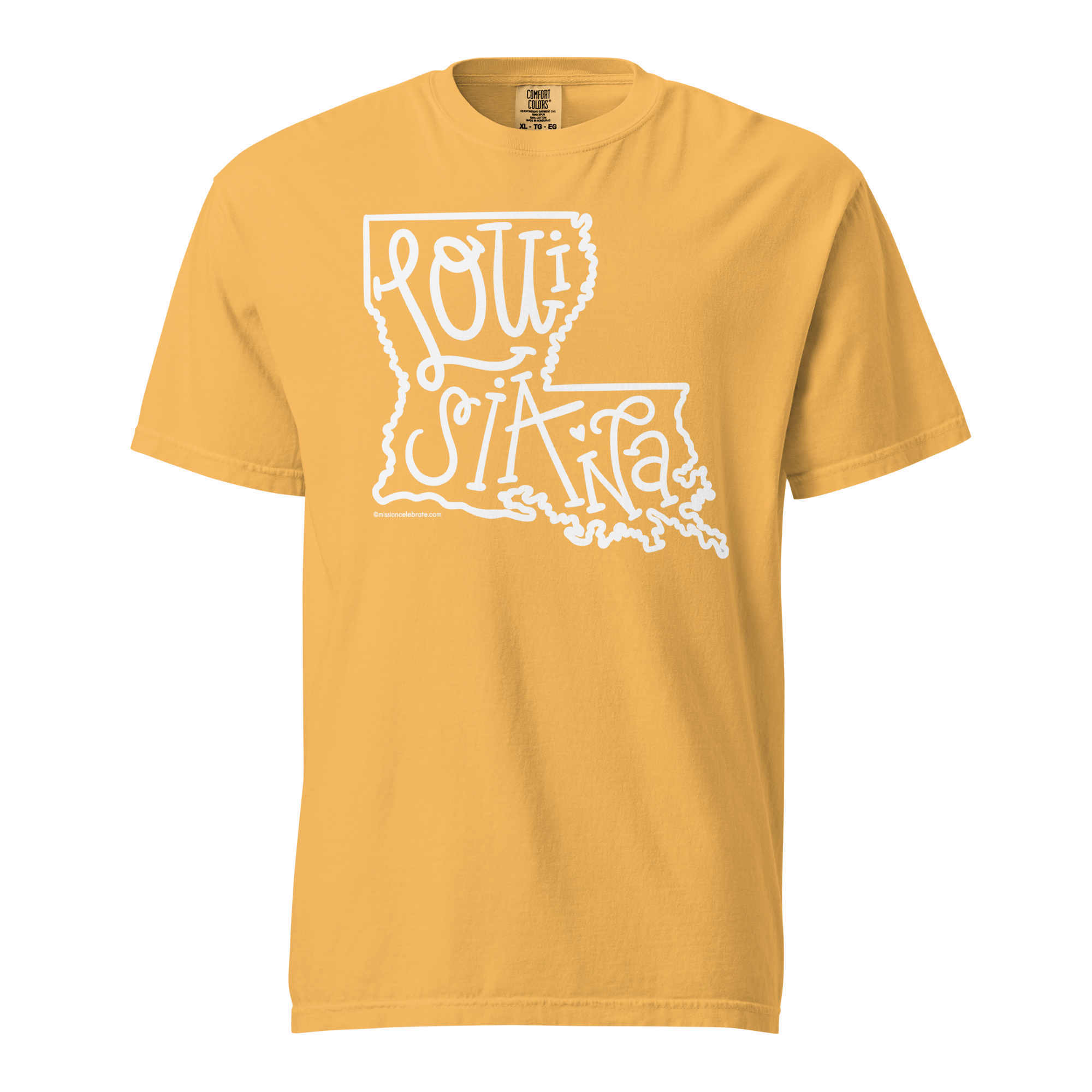 Louisiana Bouncy Letters (in white) Handlettered Art by © Leslie Gonce Comfort Colors Short Sleeve Tee (LOUISIANA)
