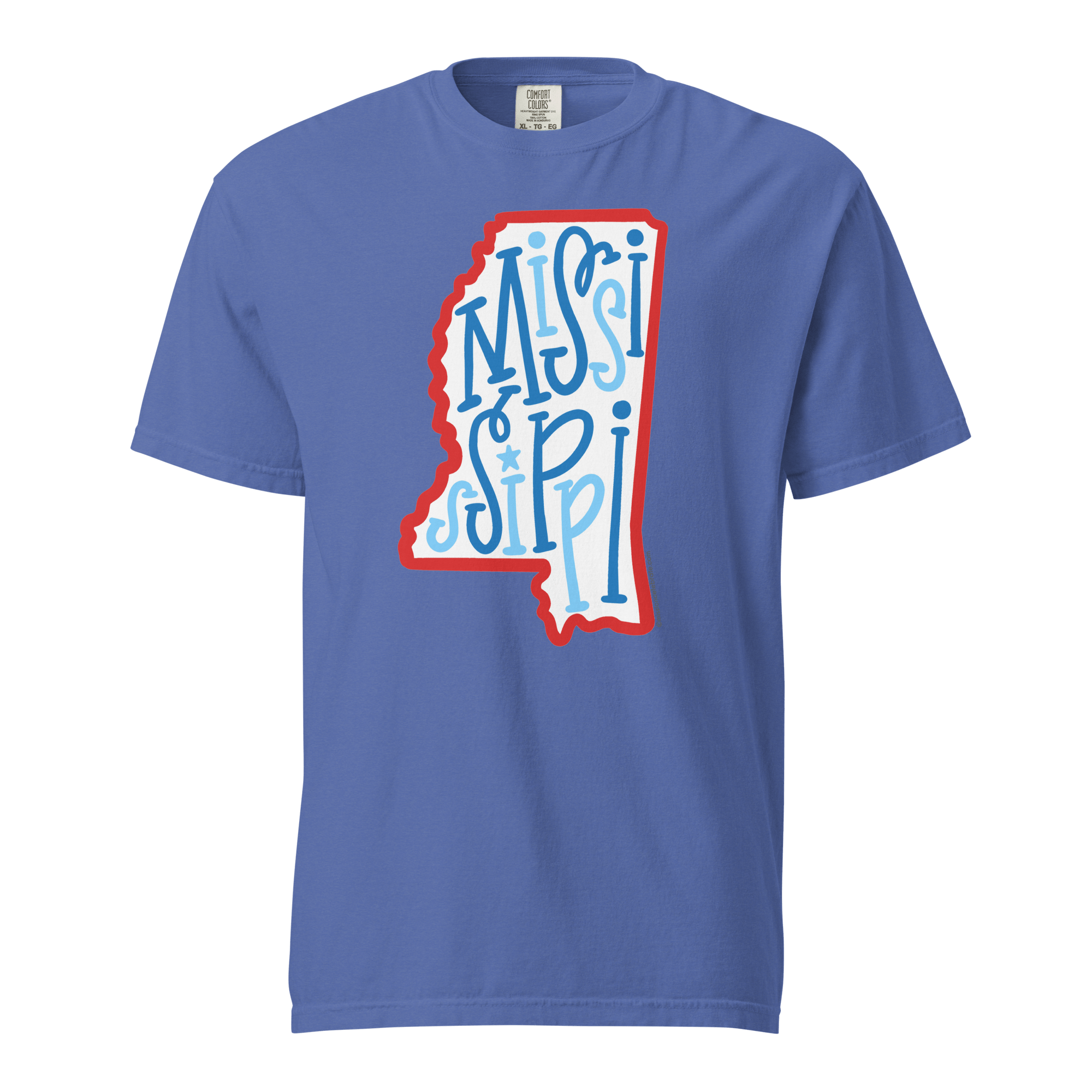 Mississippi State T-Shirt - Blue Tee with Hand-Lettered Design by Leslie Gonce - Main Street Collective