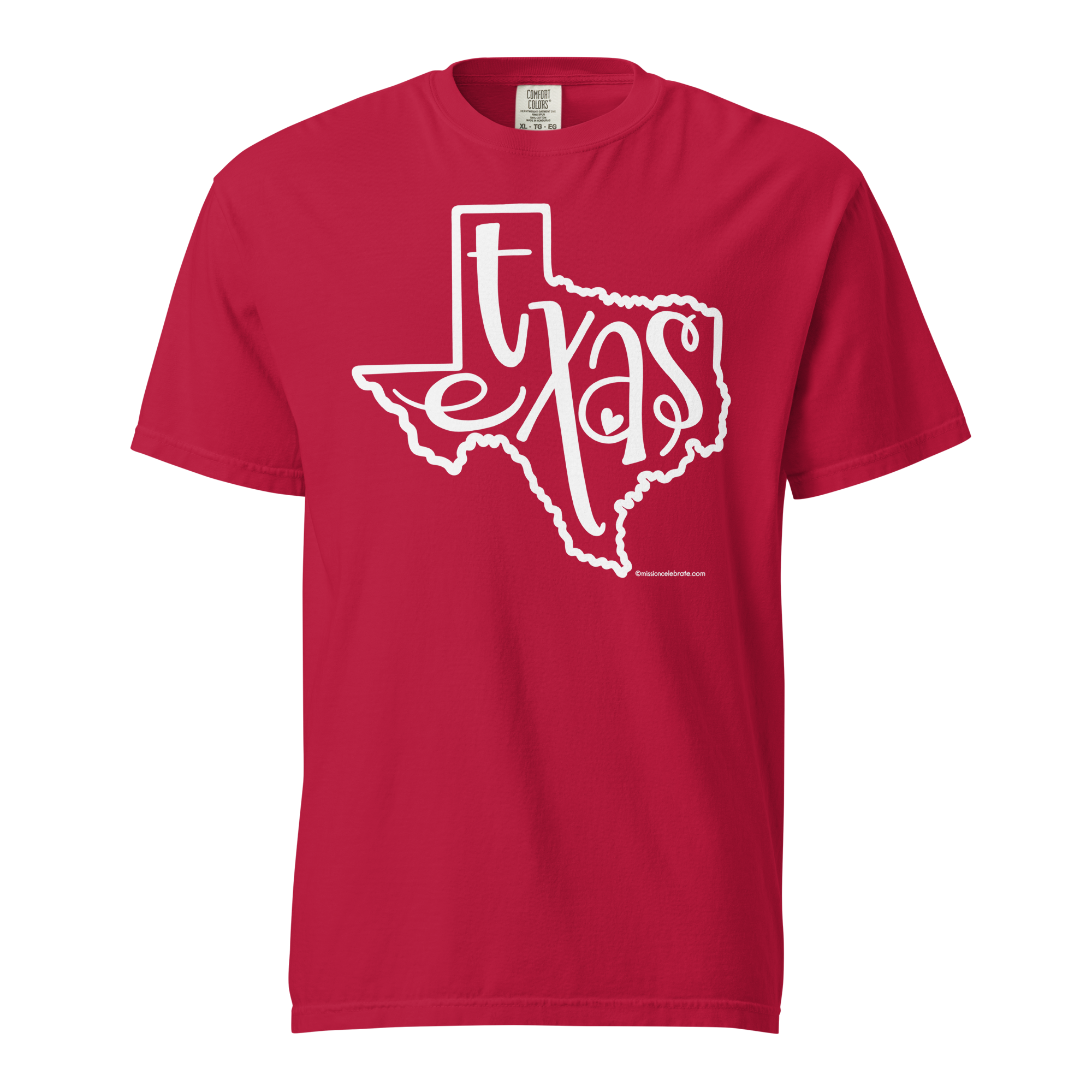 Texas Bouncy Letters (in white) Handlettered Art by © Leslie Gonce Comfort Colors Short Sleeve Tee (TEXAS)