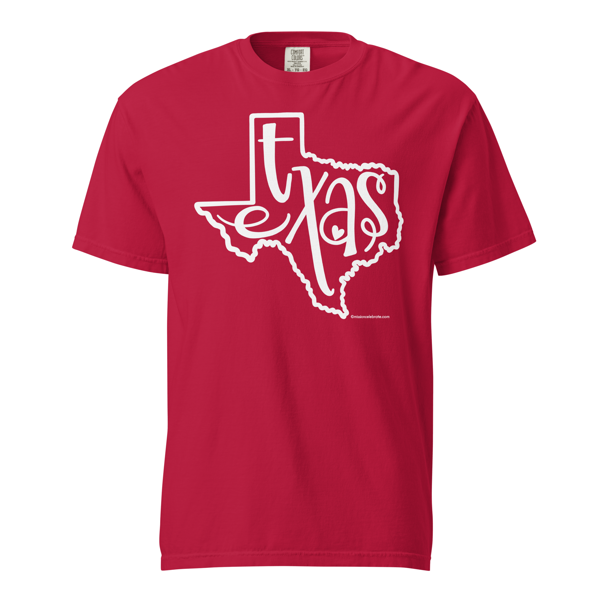 Texas T-Shirt: Red Comfort Colors Tee with White Hand-Lettered "Texas" Graphic - Main Street Collective