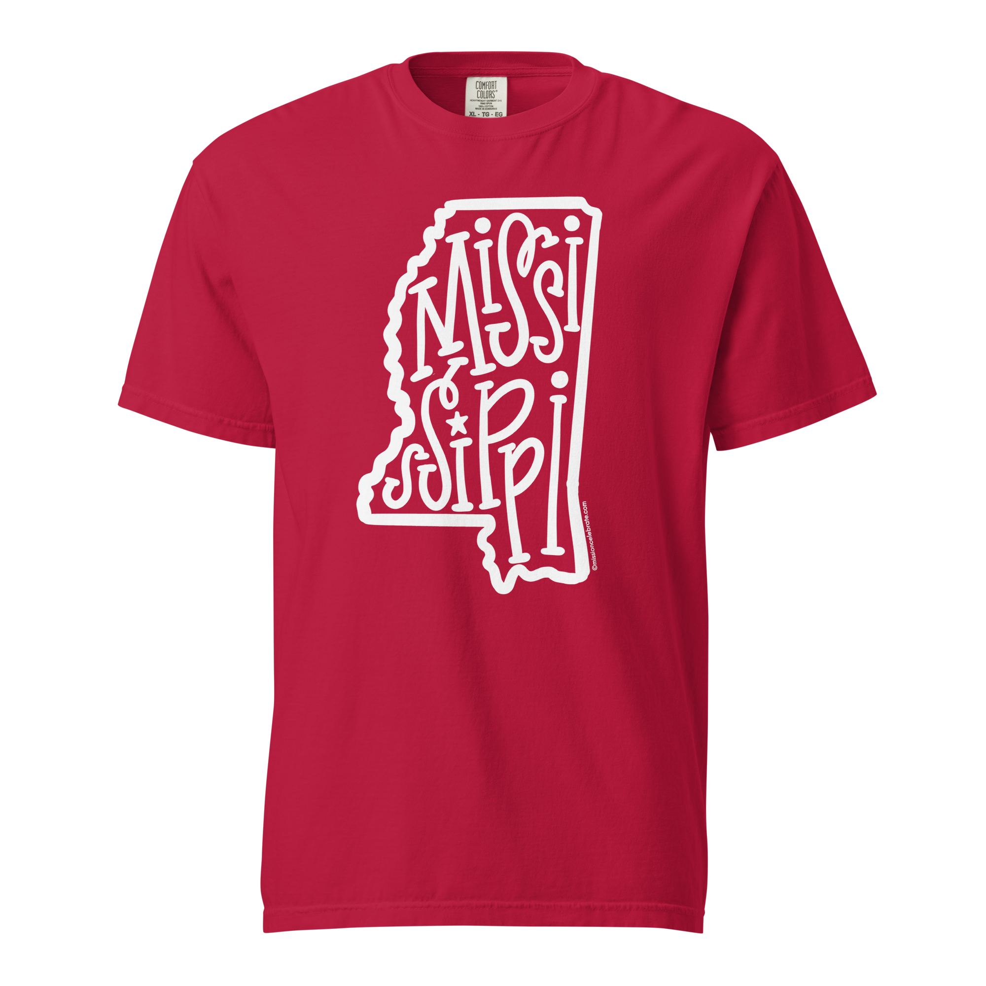 Mississippi Bouncy Letters Handlettered Art by © Leslie Gonce Comfort Colors Short Sleeve Tee (MISSISSIPPI)