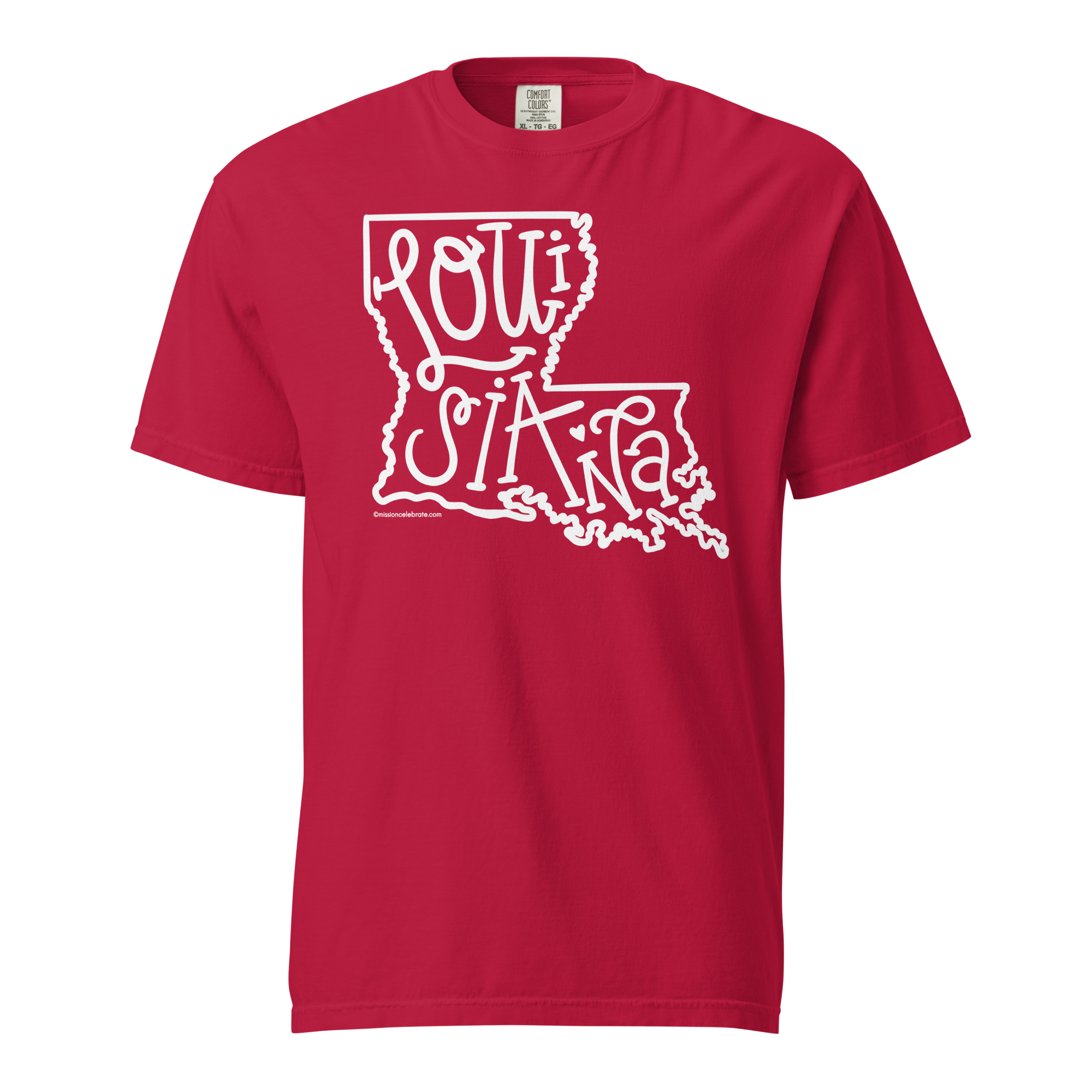 Louisiana Bouncy Letters (in white) Handlettered Art by © Leslie Gonce Comfort Colors Short Sleeve Tee (LOUISIANA)