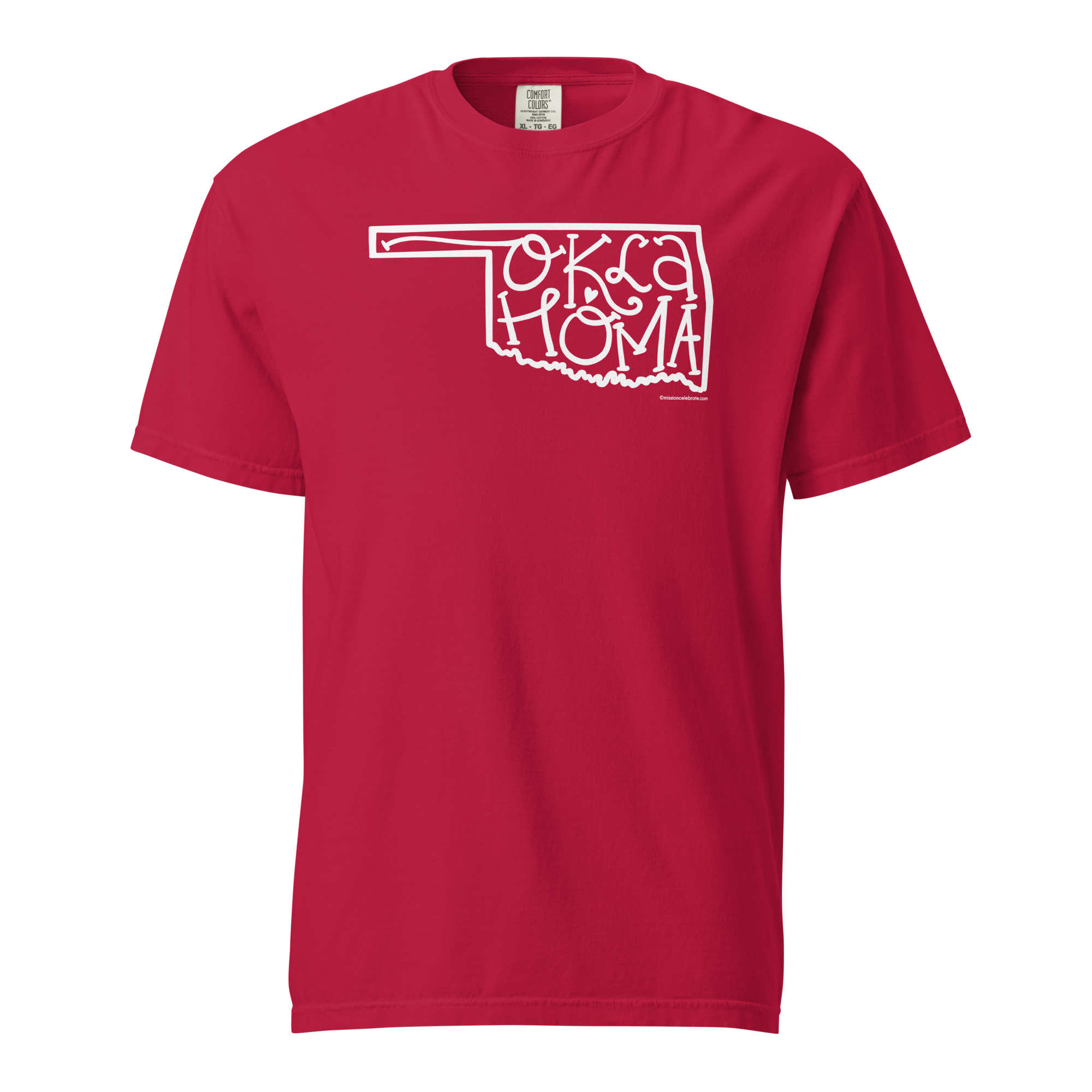 Oklahoma Bouncy Letters Handlettered Art by © Leslie Gonce Comfort Colors Short Sleeve Tee (OKLAHOMA)