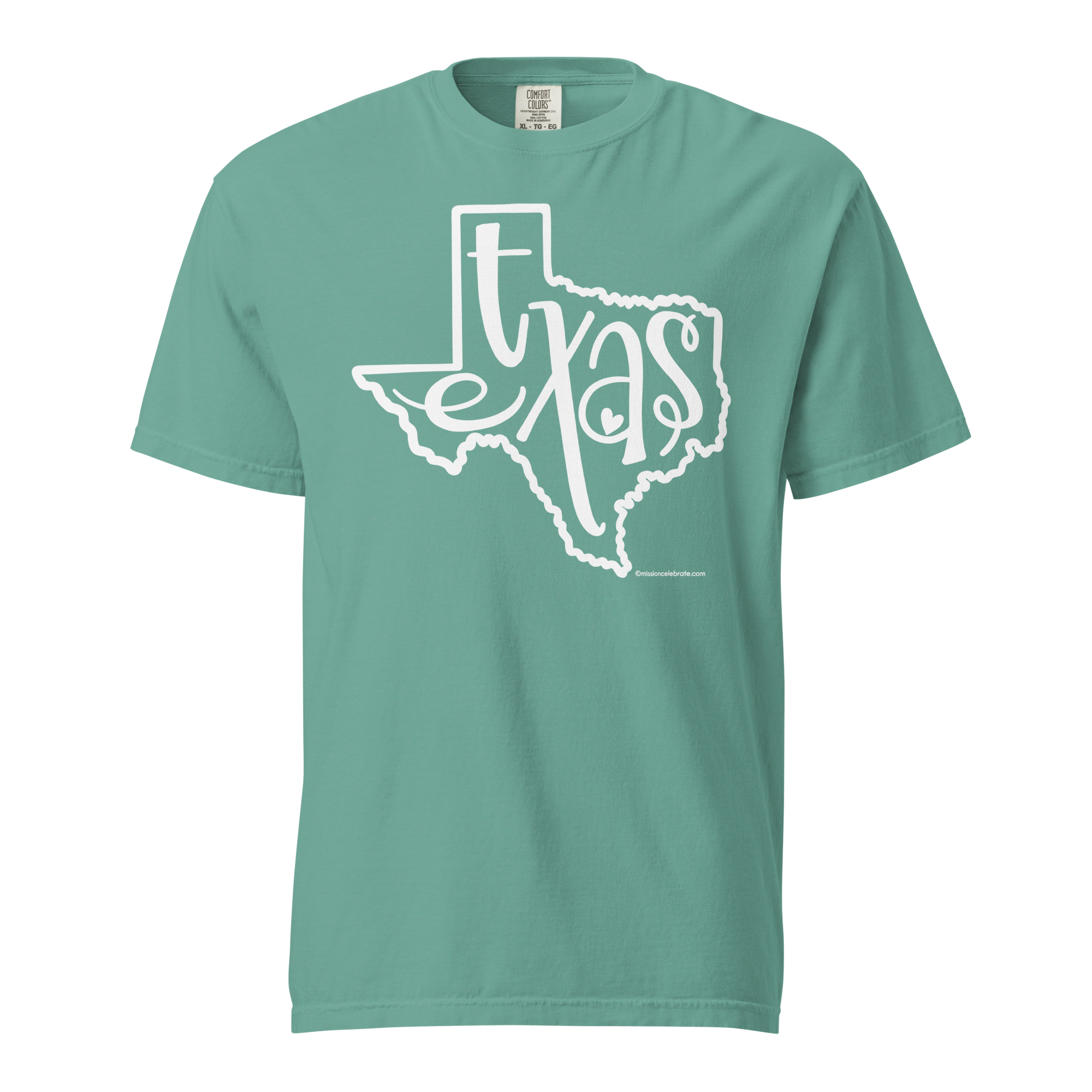 Texas Bouncy Letters (in white) Handlettered Art by © Leslie Gonce Comfort Colors Short Sleeve Tee (TEXAS)
