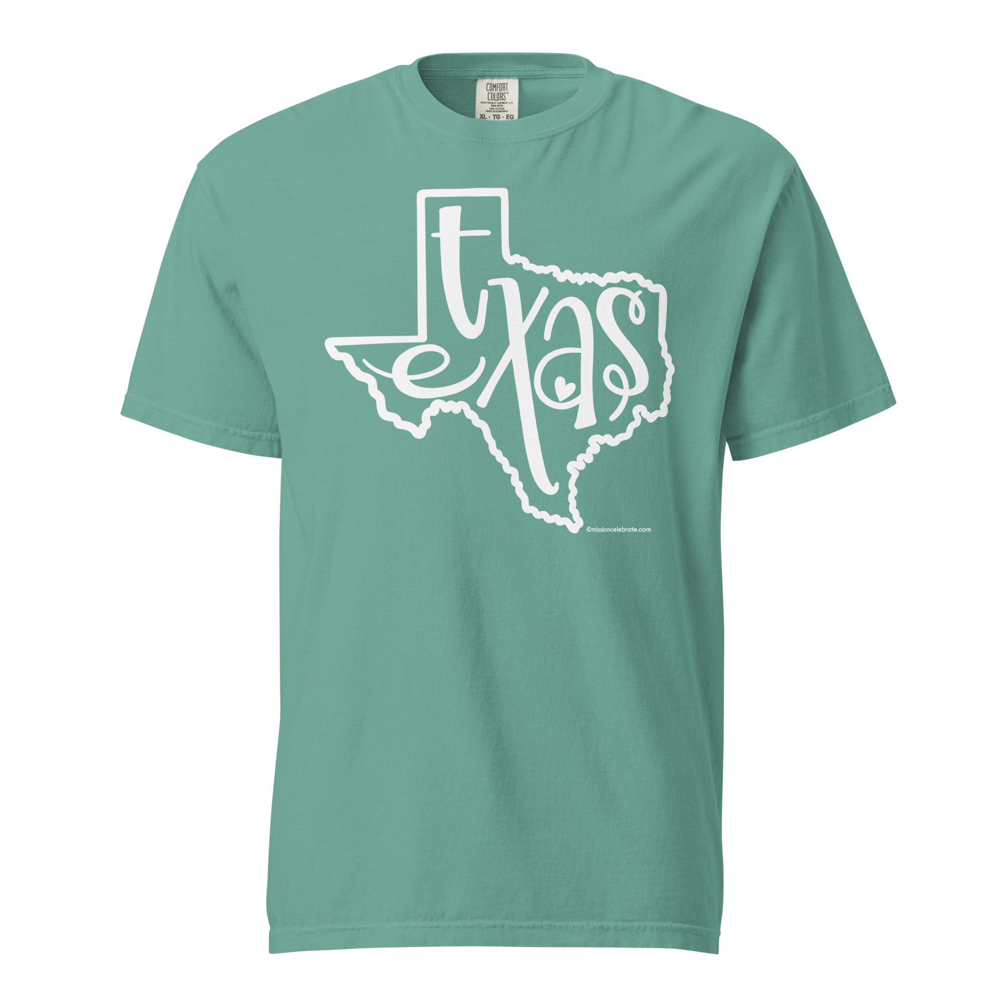 Texas T-Shirt: Green Comfort Colors Tee with White Texas Graphic, State Pride Fashion