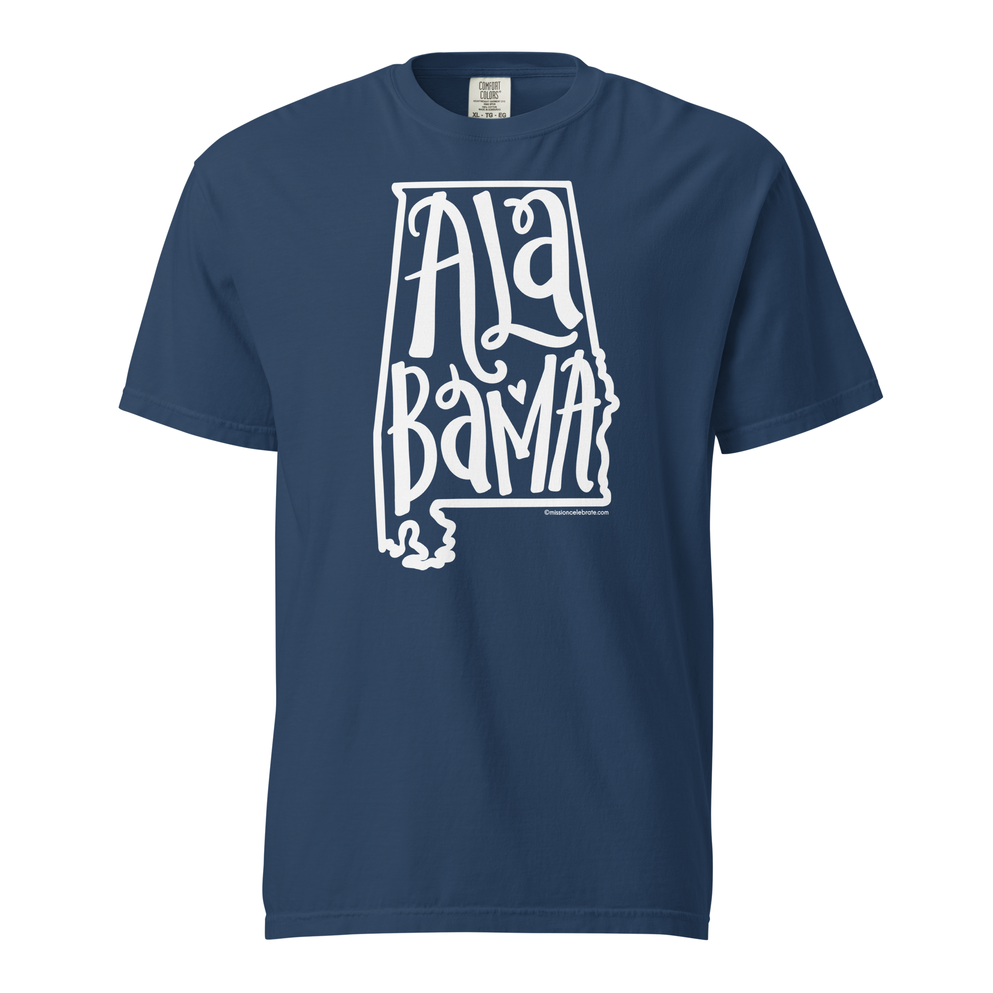 Alabama Bouncy Letters (in white) Handlettered Art by © Leslie Gonce Comfort Colors Short Sleeve Tee (ALABAMA)